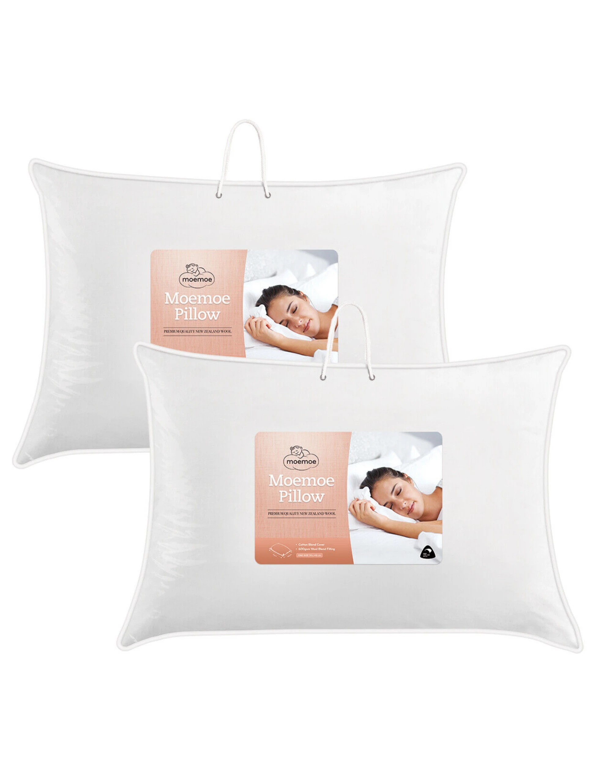 1 Moemoe New Zealand Wool Blend Pillow Pack - Set of 2 - White, 1 of 1