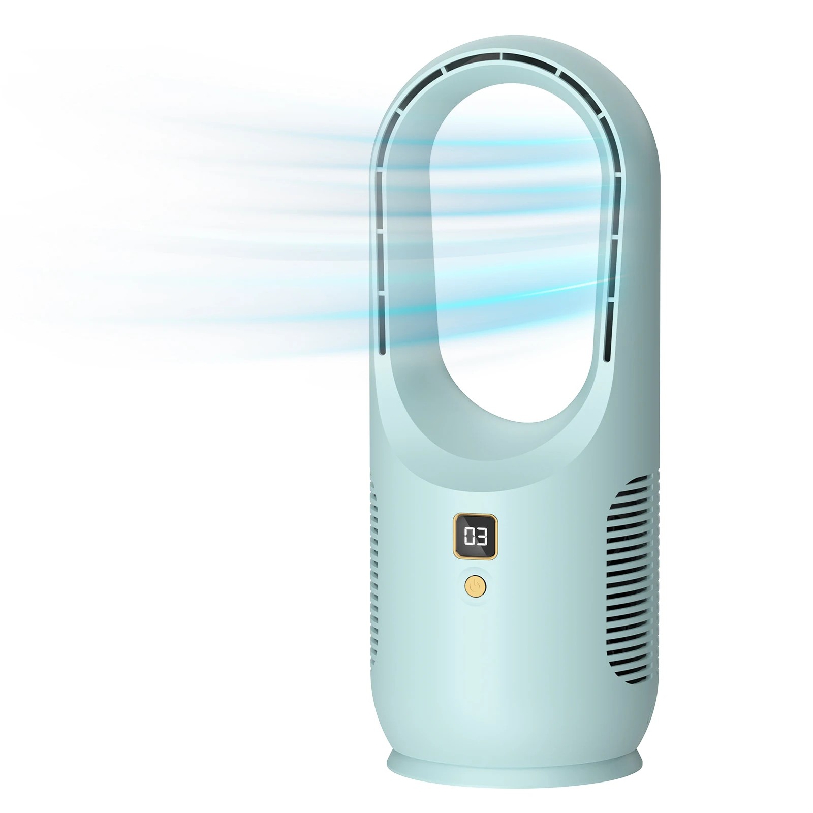 1 ADVWIN USB Desk Fan, Portabl Bladeless Fan Rechargeable Stand Fan for Home, Office, Dorm Blue, 1 of 7