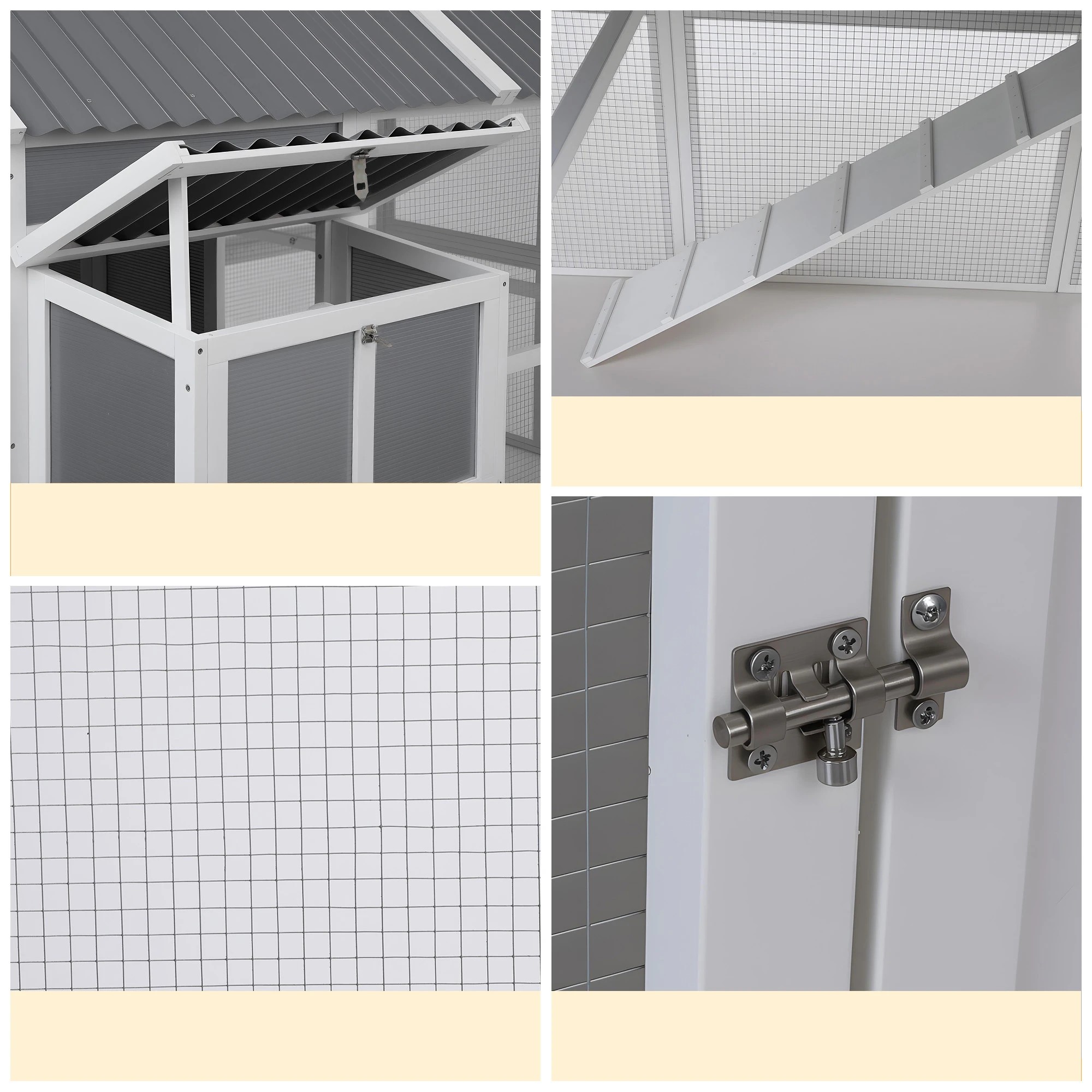 8 i.Pet Chicken Coop Large Outdoor Rabbit Hutch Chook House Hatch Box With Run - Grey, 8 of 8