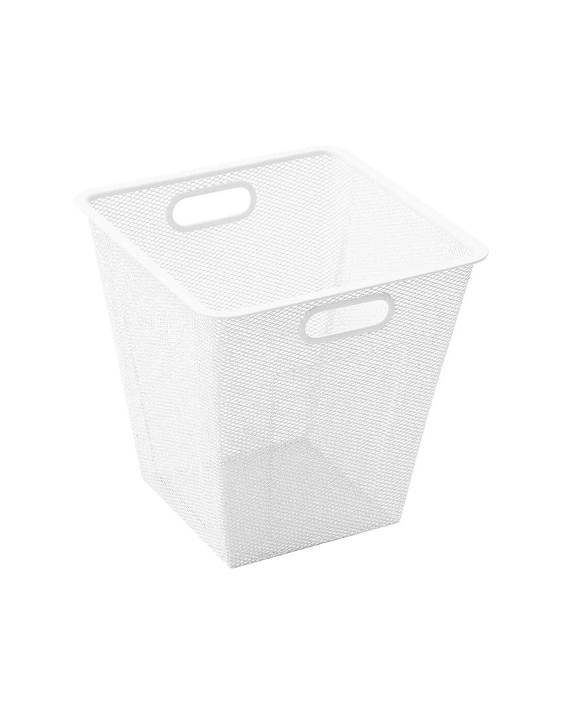 1 Boxsweden Mesh Storage Basket 28cm x 28cm x 28cm Mesh Wire Powder Coated Handles - White, 1 of 3