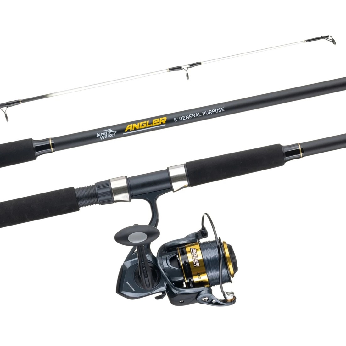 1 Jarvis Walker Angler Series 2 General Purpose Combo - 8ft., Black and Grey, 1 of 8
