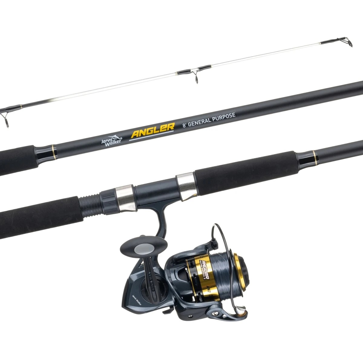 1 Jarvis Walker Angler Series 2 General Purpose Combo - 8ft., Black and Grey, 1 of 8