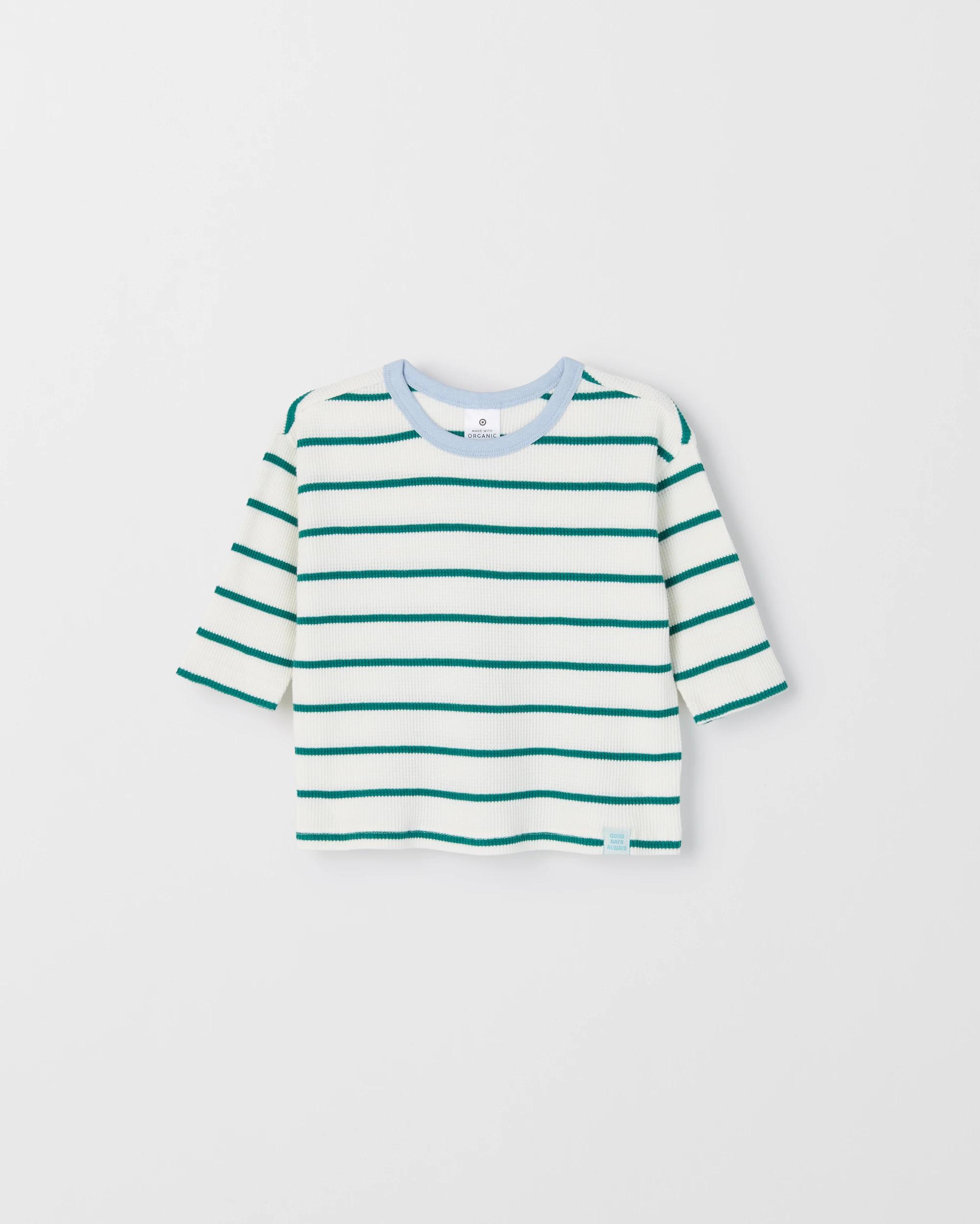 2 Target Baby Baby Organic Cotton 2 Pack Long Sleeve Waffle & Rib T-Shirt CLOUD DANCER STRIPE, 2 of 4