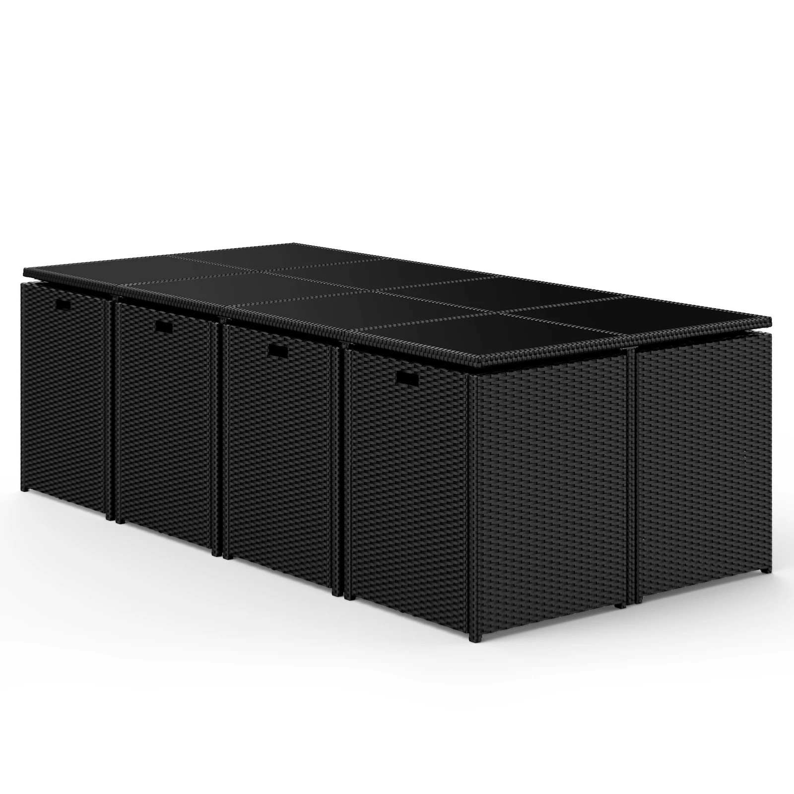 8 Alfordson Outdoor Dining Set 13 PCS Table Chairs Patio Lounge Wicker Furniture - Black, 8 of 10