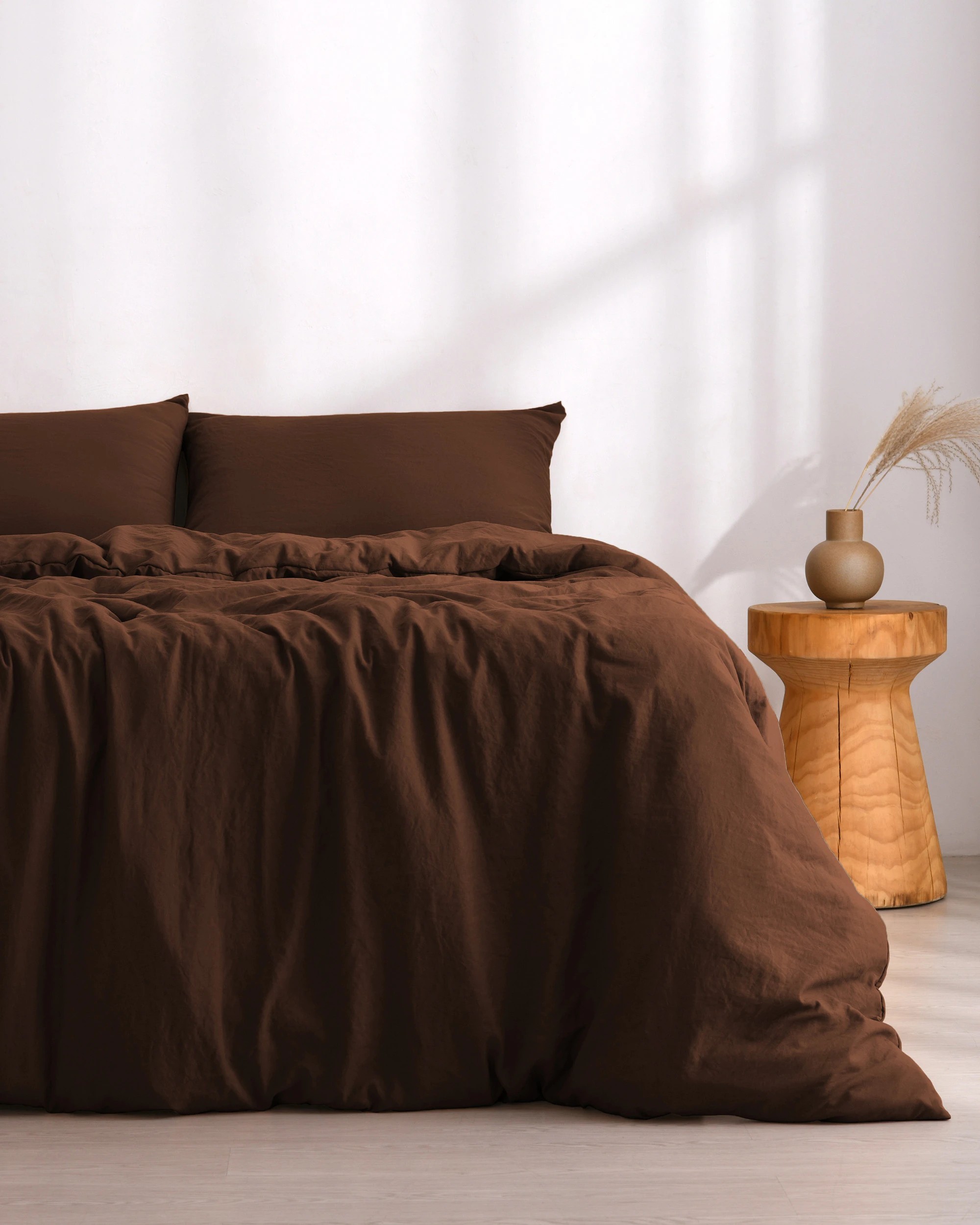 1 Dreamaker Superfine Washed Microfibre Quilt Cover Set - Super King Bed - Chocolate, 1 of 9