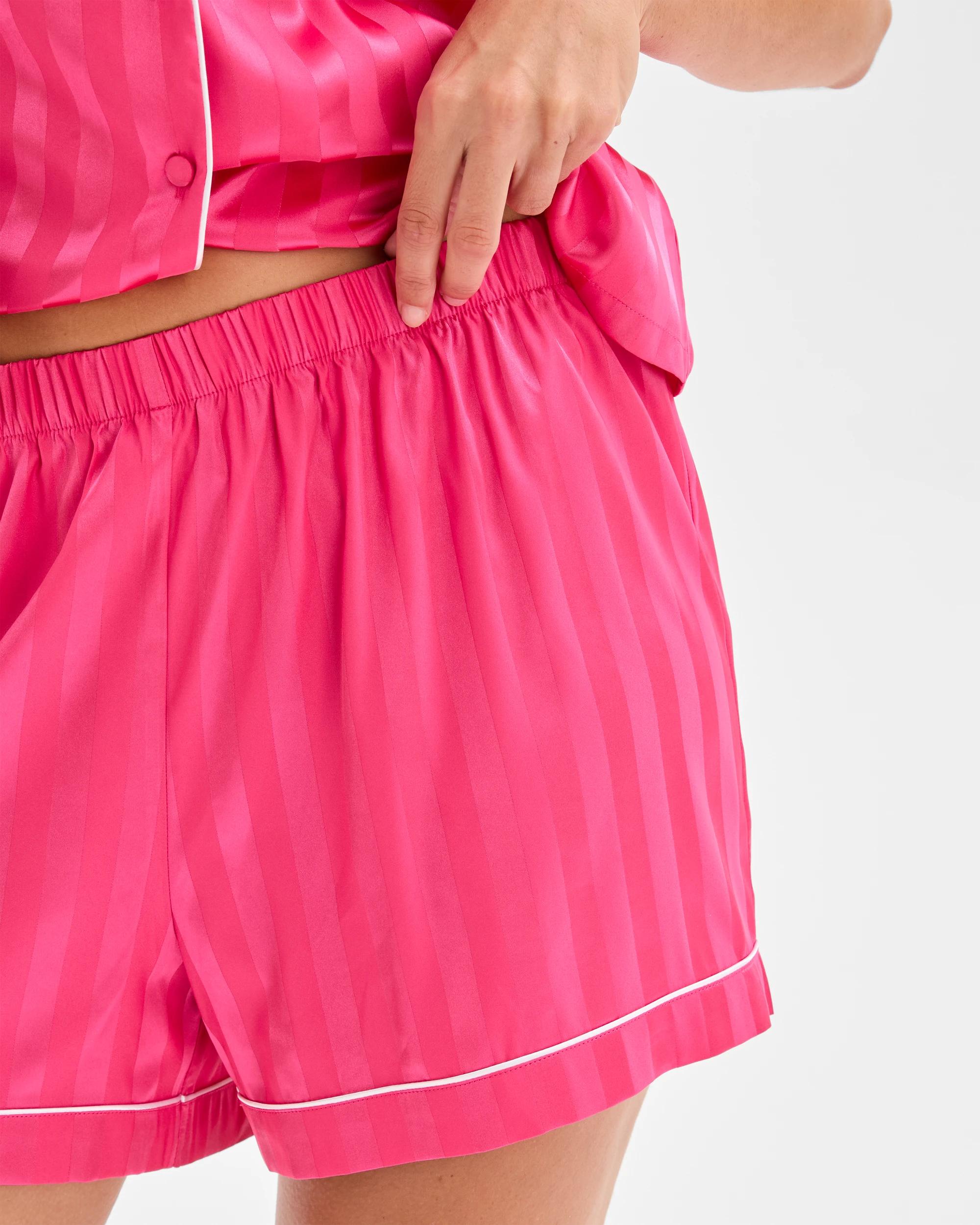 6 Target Stripe Satin Short Pyjama Set HOT PINK, 6 of 7