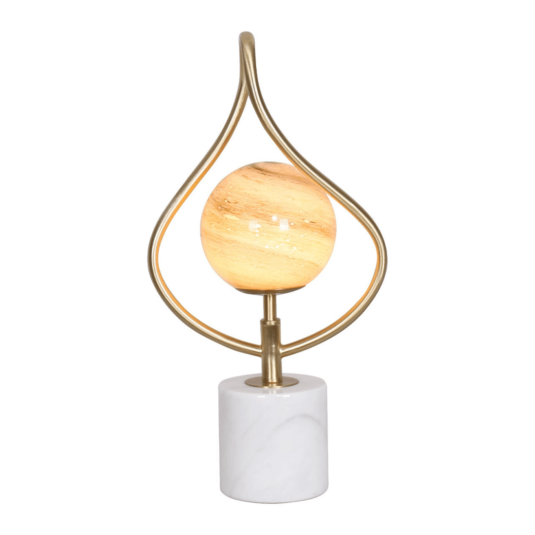 1 Sarantino Sculptural Orange Glass Table Lamp With White Marble Base, 1 of 5