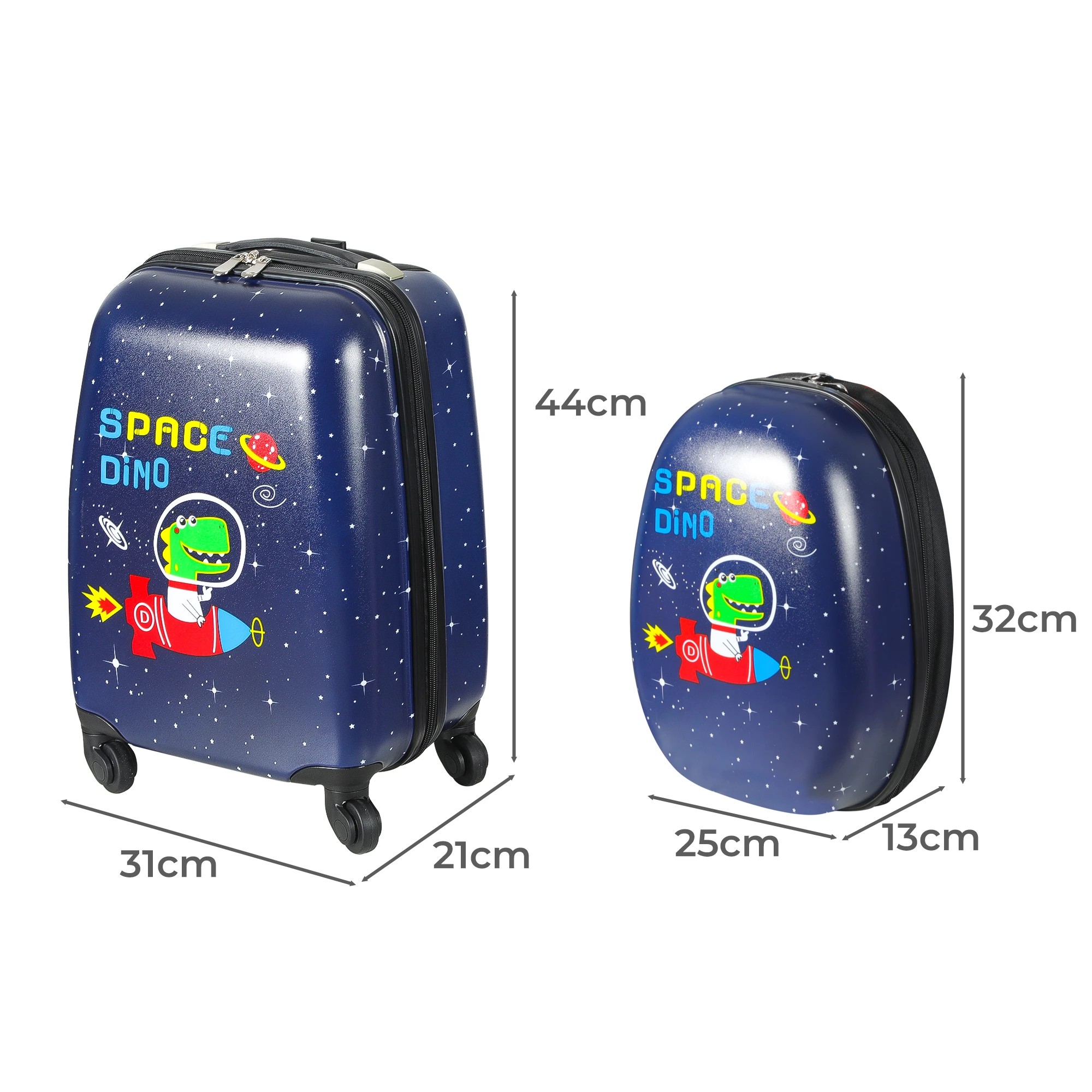 3 Bopeep 2Pc Kids Luggage Set Space Dino Pattern, 3 of 8
