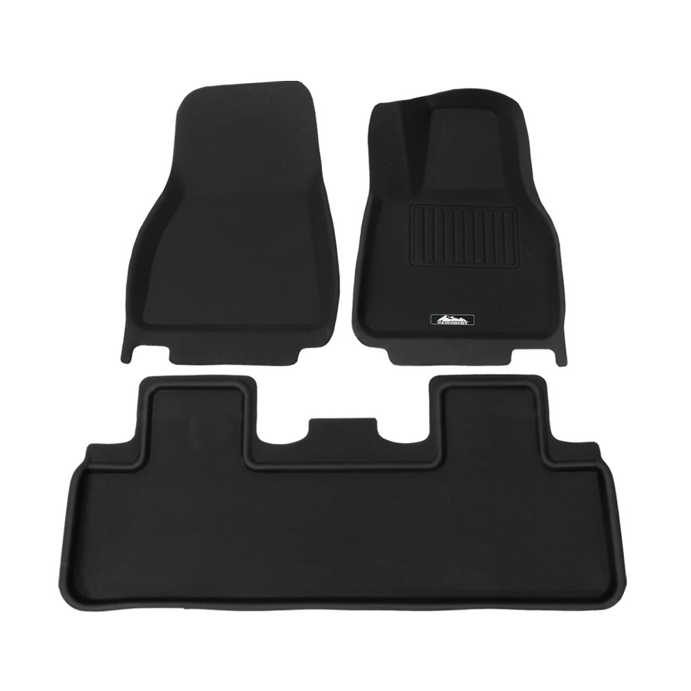 1 Weisshorn Tesla Model Y Rubber Mats Carpets Front Rear Set RHD 21 - Black, 1 of 6