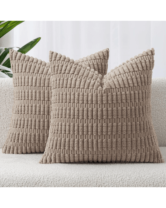 Gioia Casa 2-Pack Boho Striped Corduroy Cushion Covers 45x45cm - T