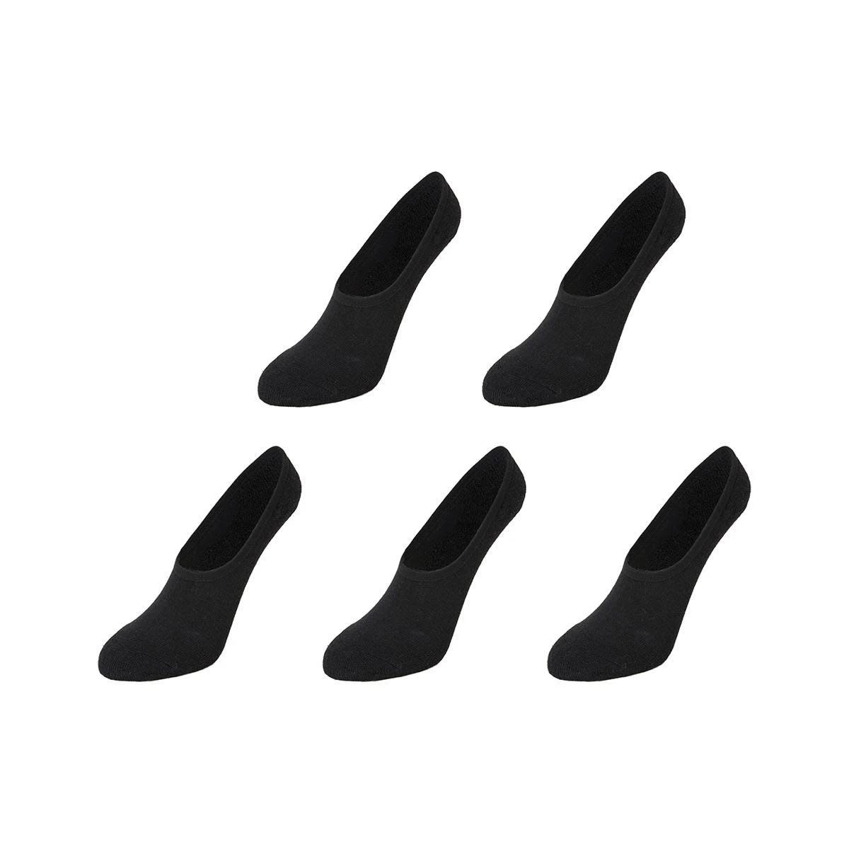 1 5 Pack Terry No Show Socks BLACK, 1 of 3