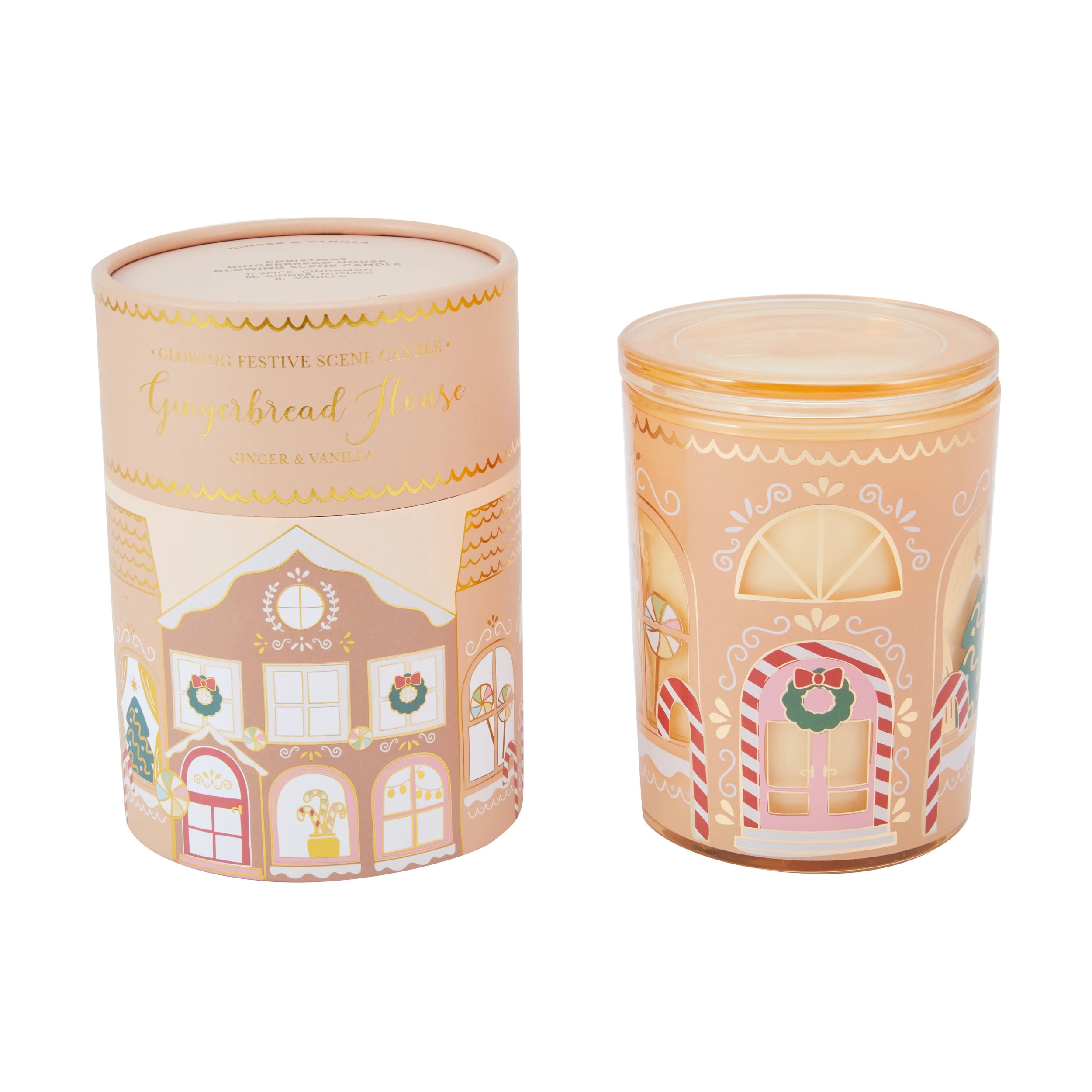 1 Christmas Gingerbread House Glowing Scene Candle, 1 of 6