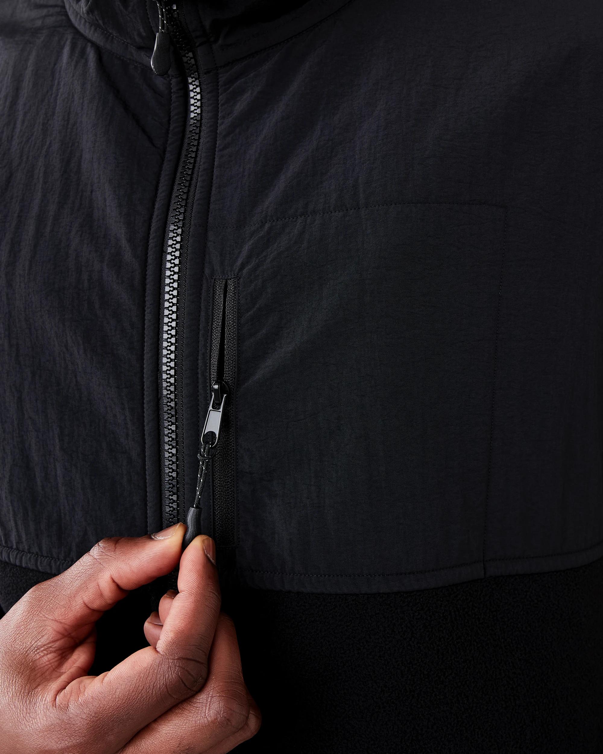 7 Active Mens Polar Fleece Full Zip Hoodie Black W26, 7 of 8