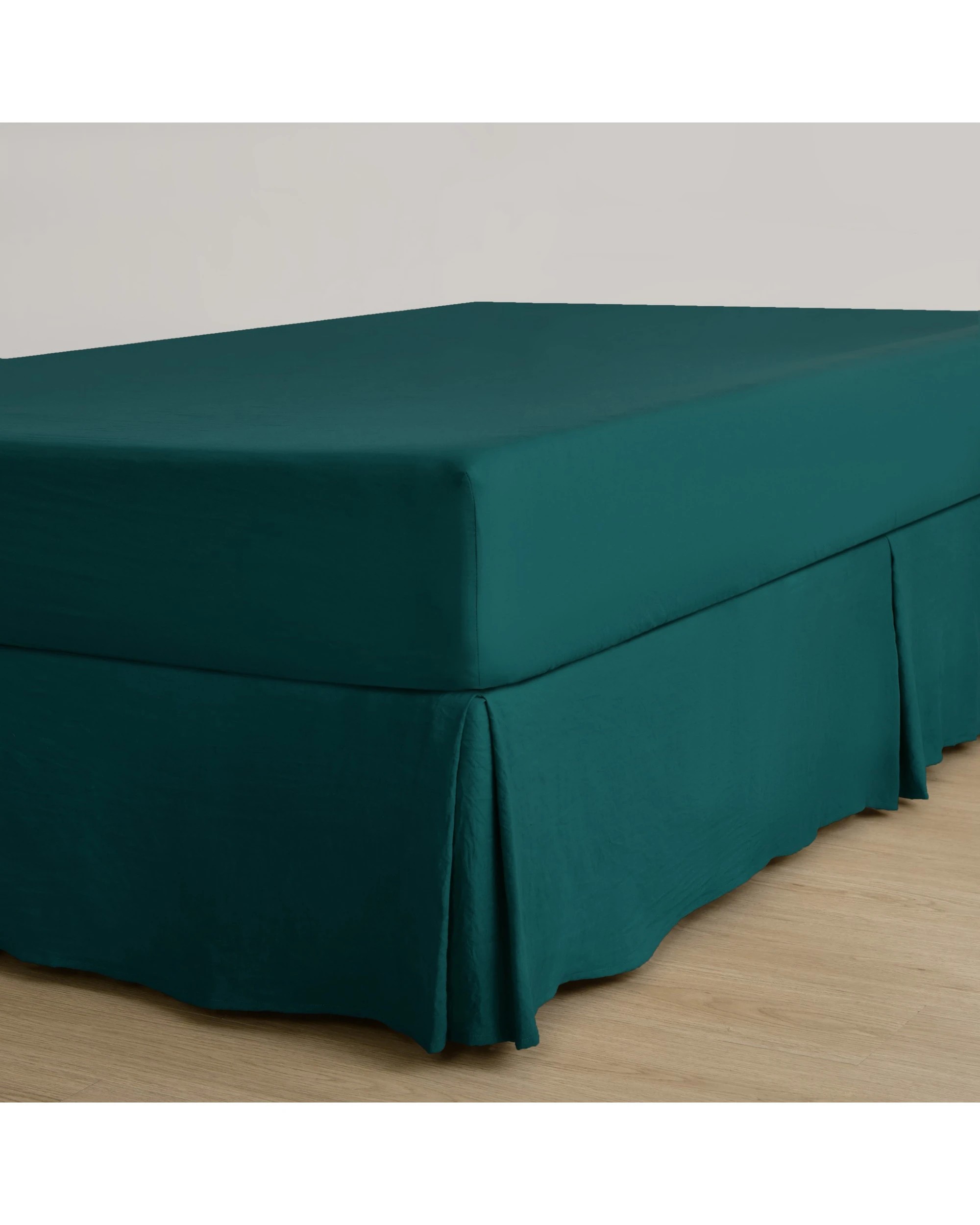 1 Dreamaker Superfine Washed Microfibre Pleated Valance - Super King Bed - Teal, 1 of 7