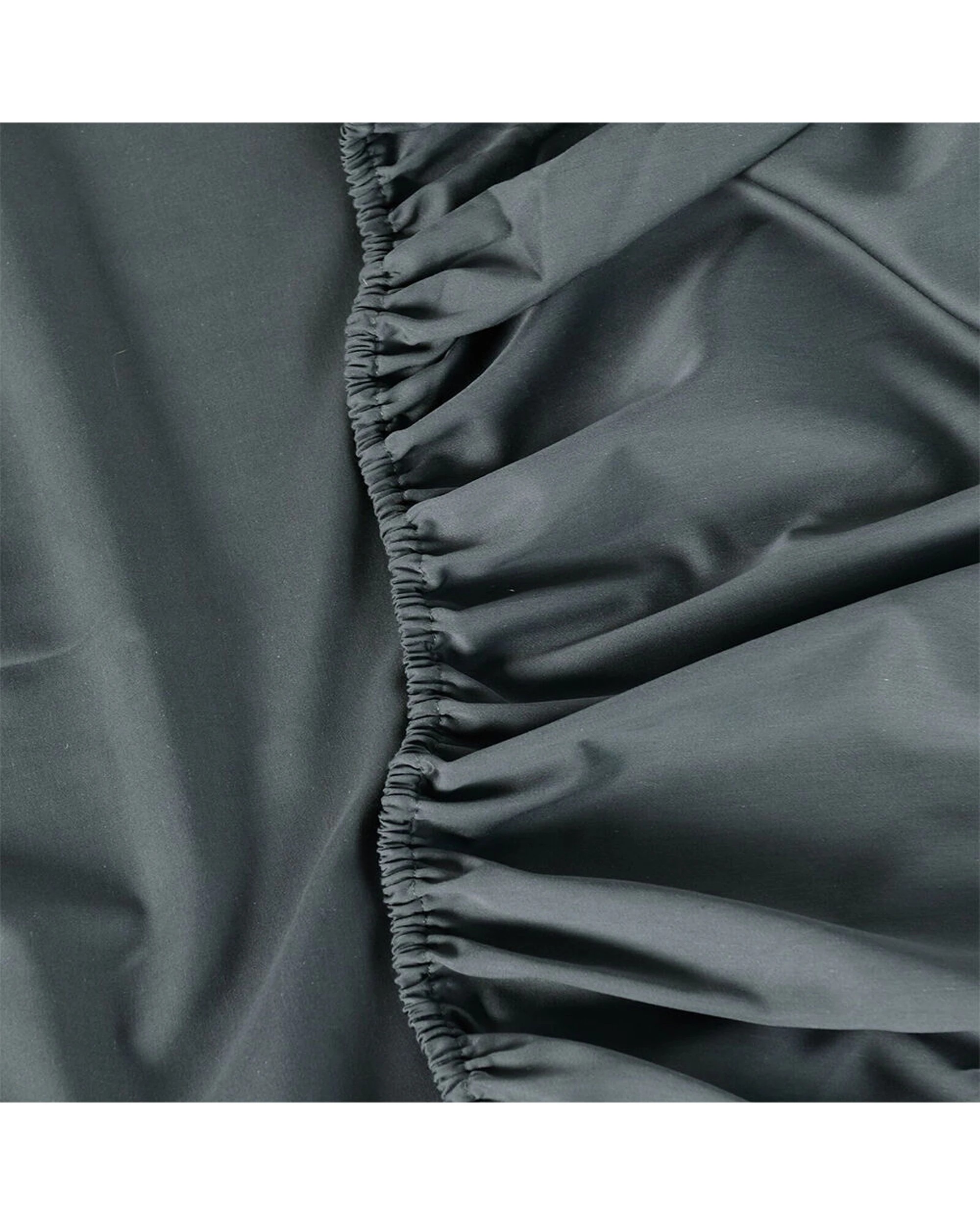 6 Bianca Rosebank 500TC Bamboo Cotton Sateen Blend Sheet Set With 2 Pillowcases - Queen Bed - Grey, 6 of 7