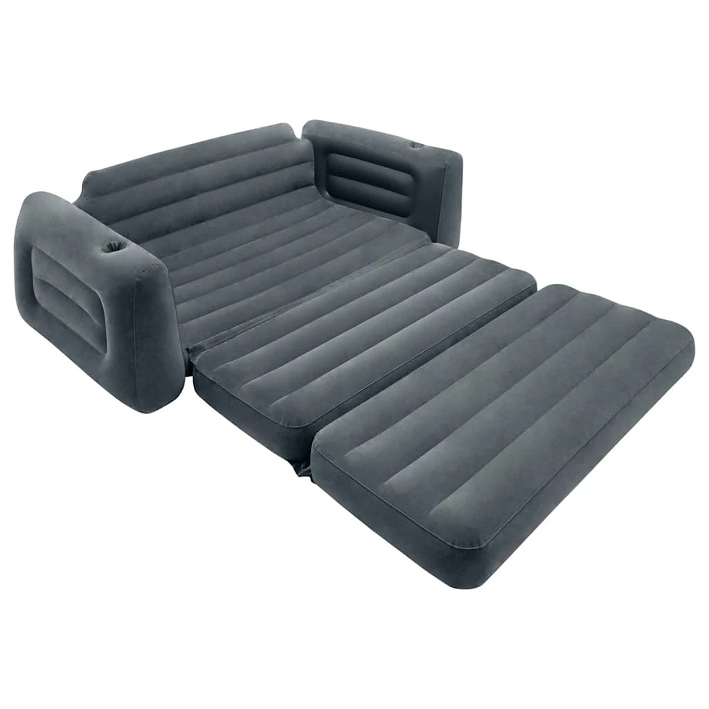 4 Intex Inflatable 203 X224x 66cm Pull Out Air Couch/sofa Bed W/drink Holder Grey - Grey, 4 of 7