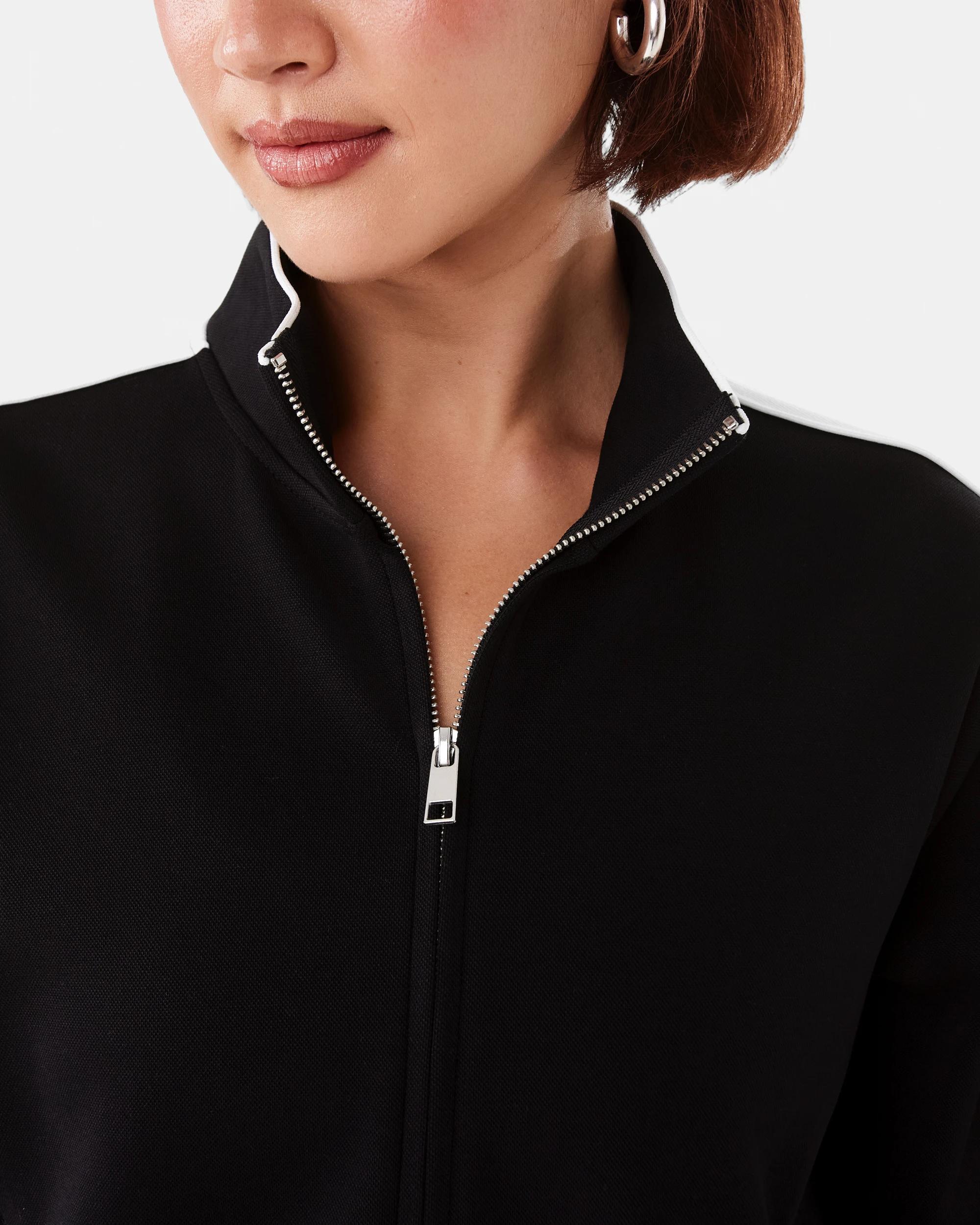 6 Active Womens Retro Zip Through Black, 6 of 7