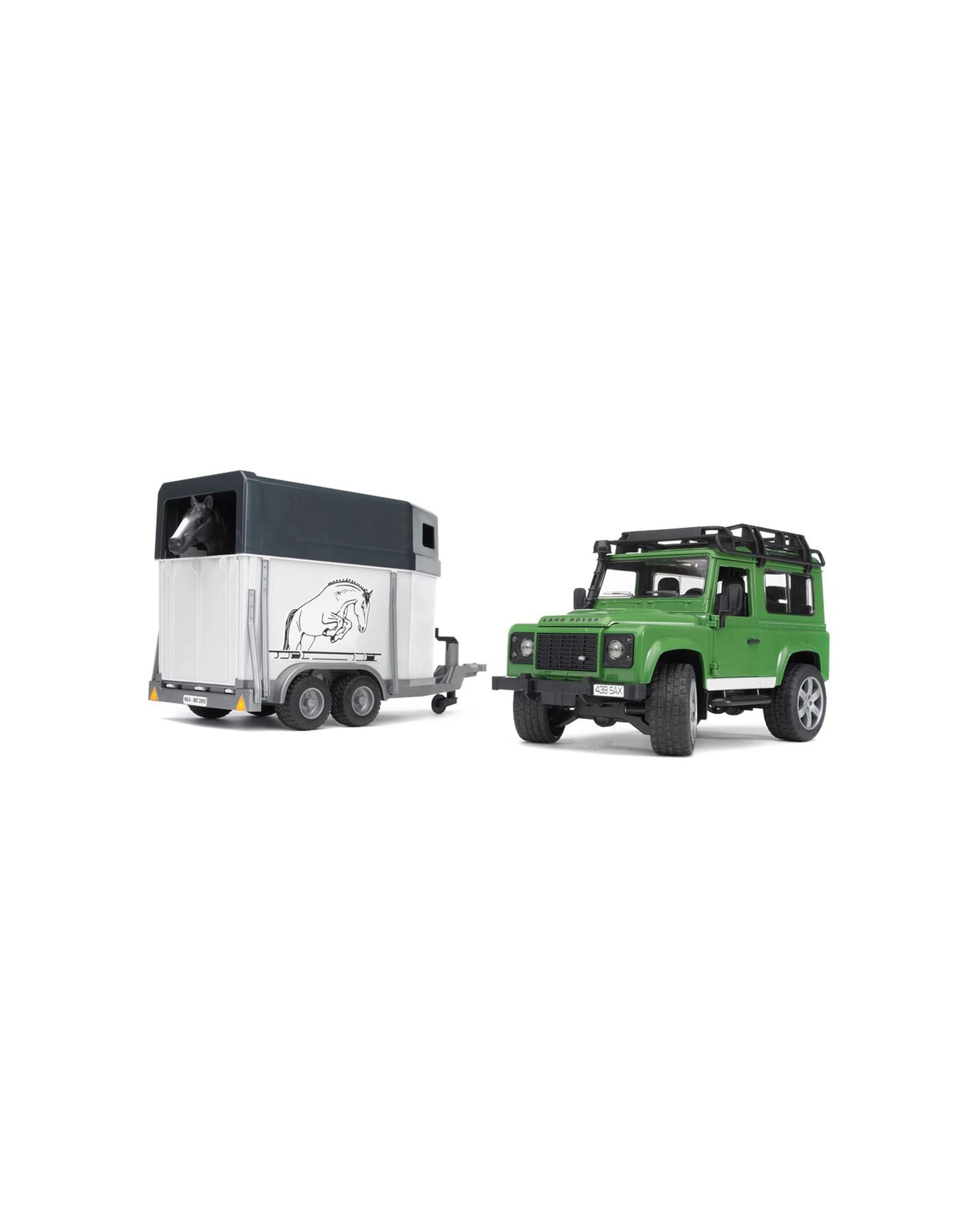 2 Bruder 1 16 Land Rover Defender Station Wagon Kids Toy With Horse Trailer - Green, 2 of 4