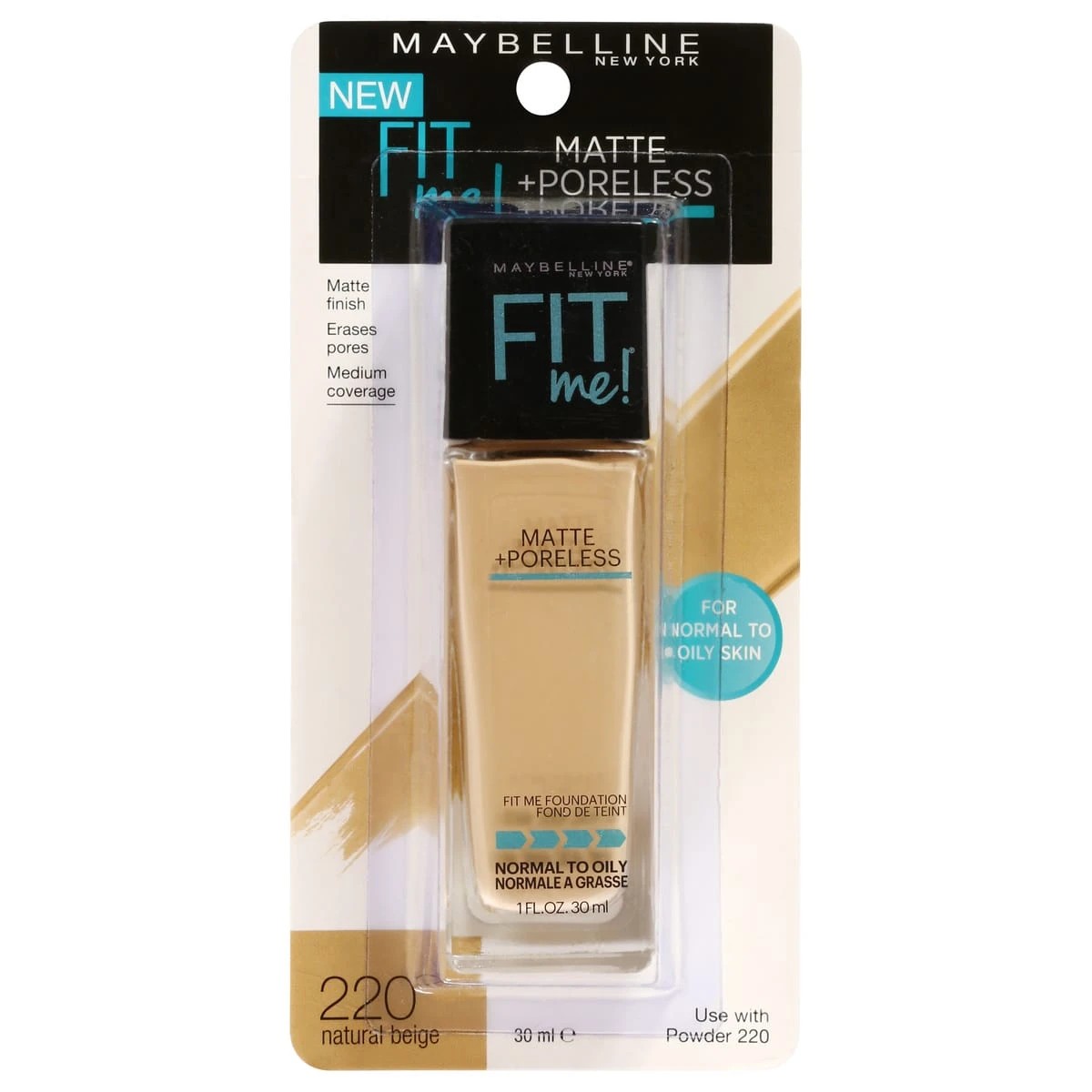 1 Maybelline Fit Me Matte & Poreless Mattifying Liquid Foundation - Natural Beige 220, 1 of 1