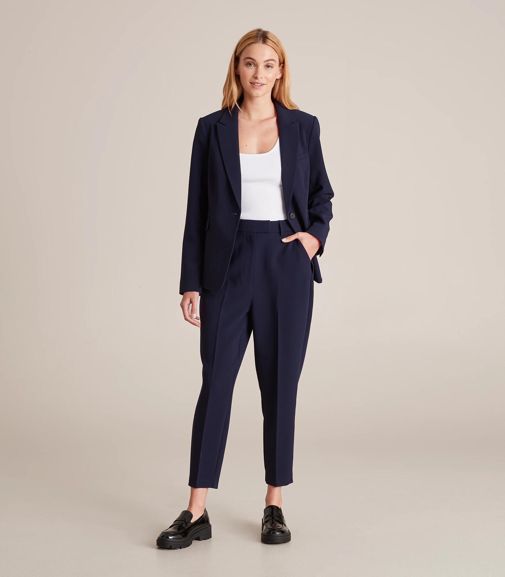 6 High Waist Slim Tapered Ankle Pants - Preview FRENCH NAVY BLUE, 6 of 7