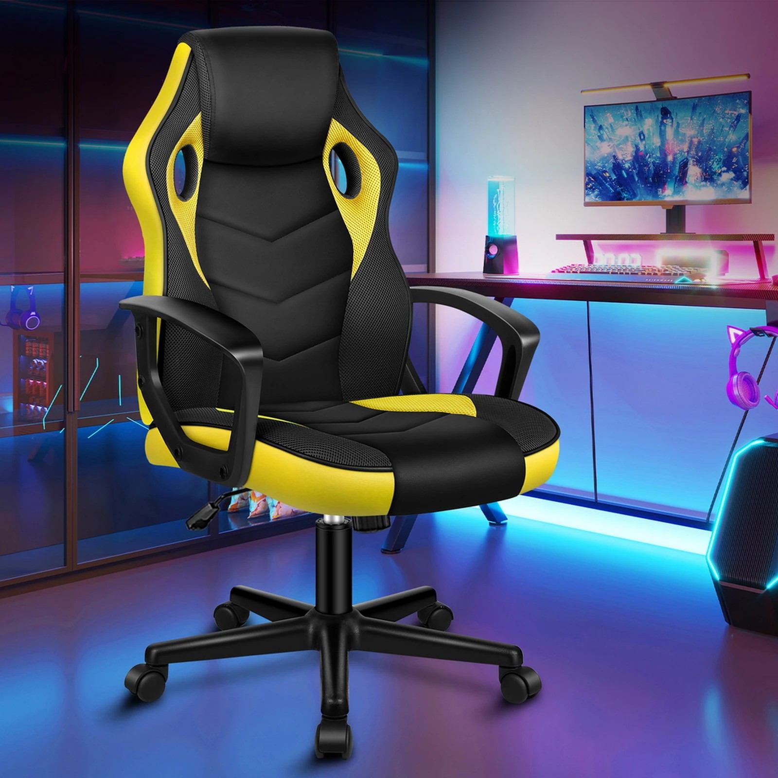 9 Alfordson Gaming Chair Racing Office Executive Computer Seat Work - Yellow, 9 of 9