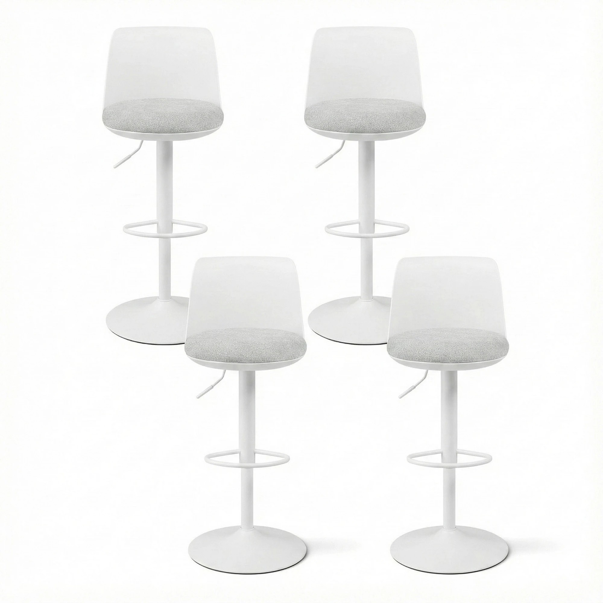 1 Artiss 4x Bar Stools Kitchen Swivel Gas Lift Counter Dining Chair Curved - White, 1 of 6