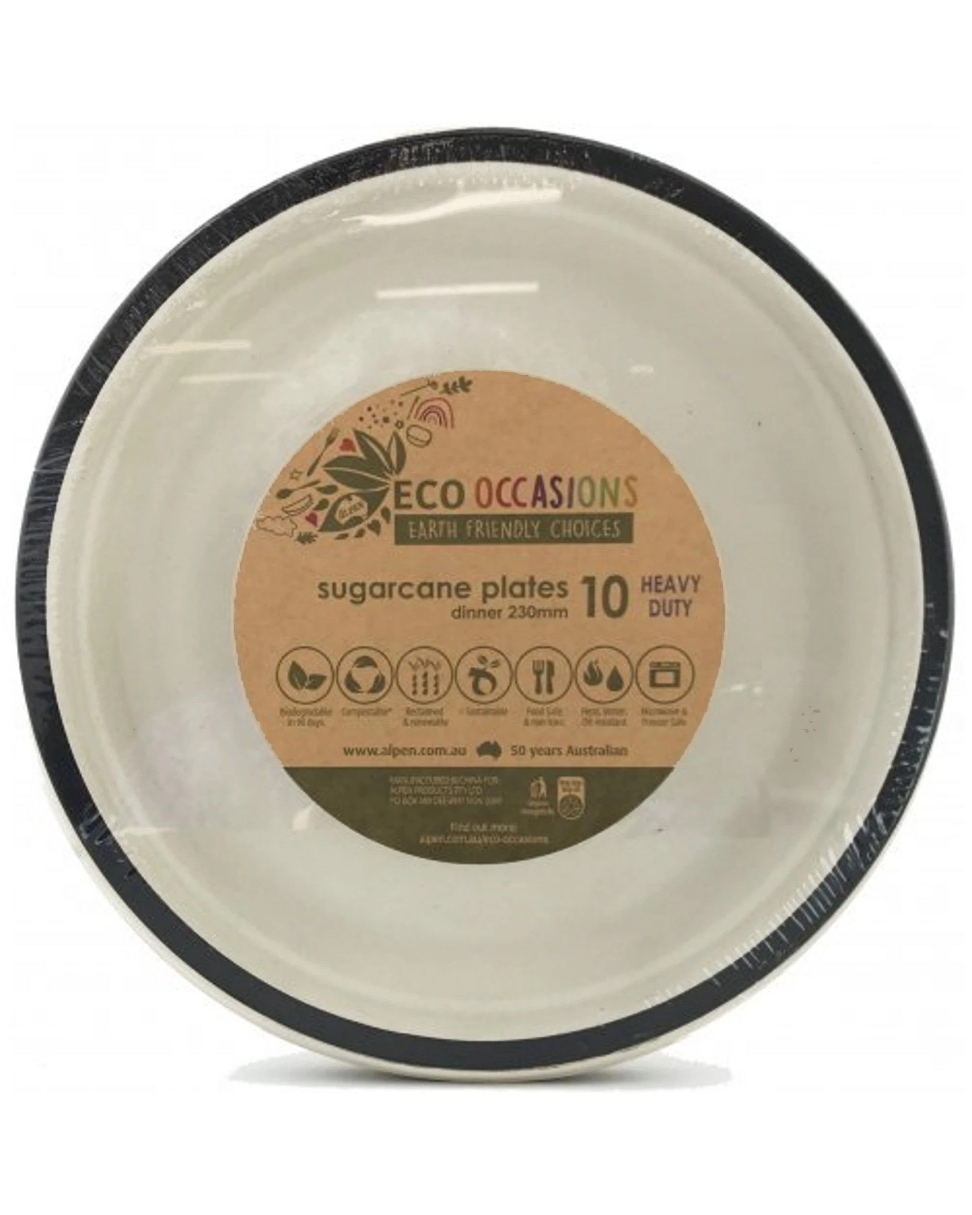 2 Alpen Black Rim Sugar Cane Large Plates Pack of 10 - Black, 2 of 3