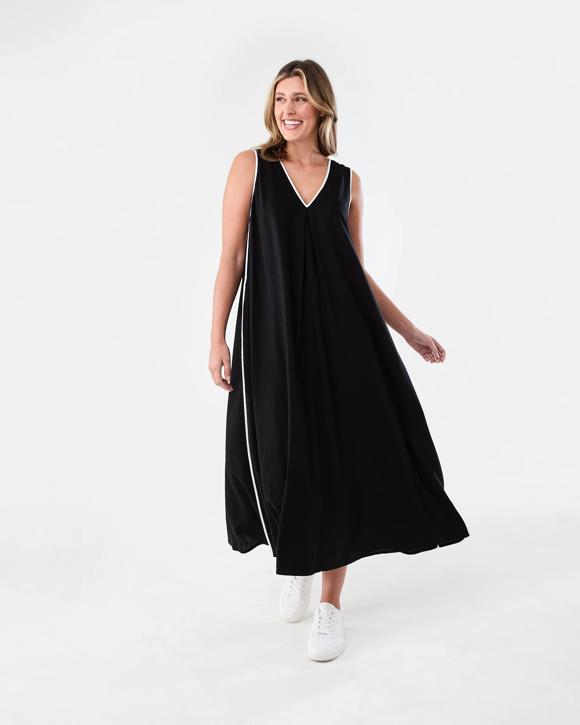 Sleeveless Trim Detail Maxi Dress