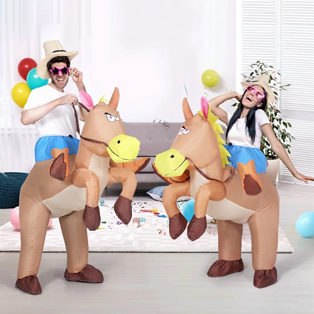 5 Jingle Jollys Inflatable Cowboy Costume Adult Suit Blow Up Party Fancy Dress Halloween - Brown, 5 of 6