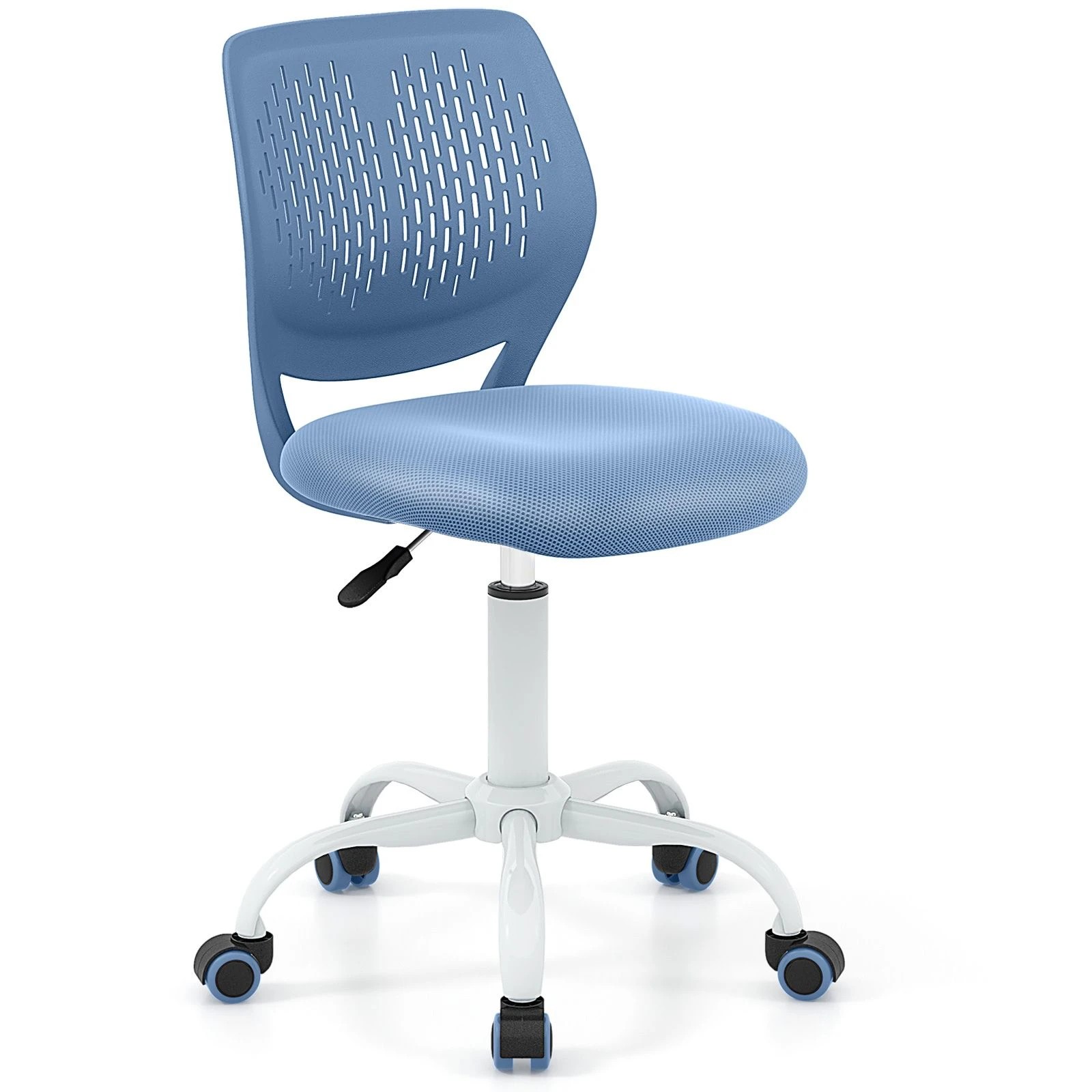 1 Costway Swivel Chair Teens Desk Chair w/Adjustable Height - Blue, 1 of 6