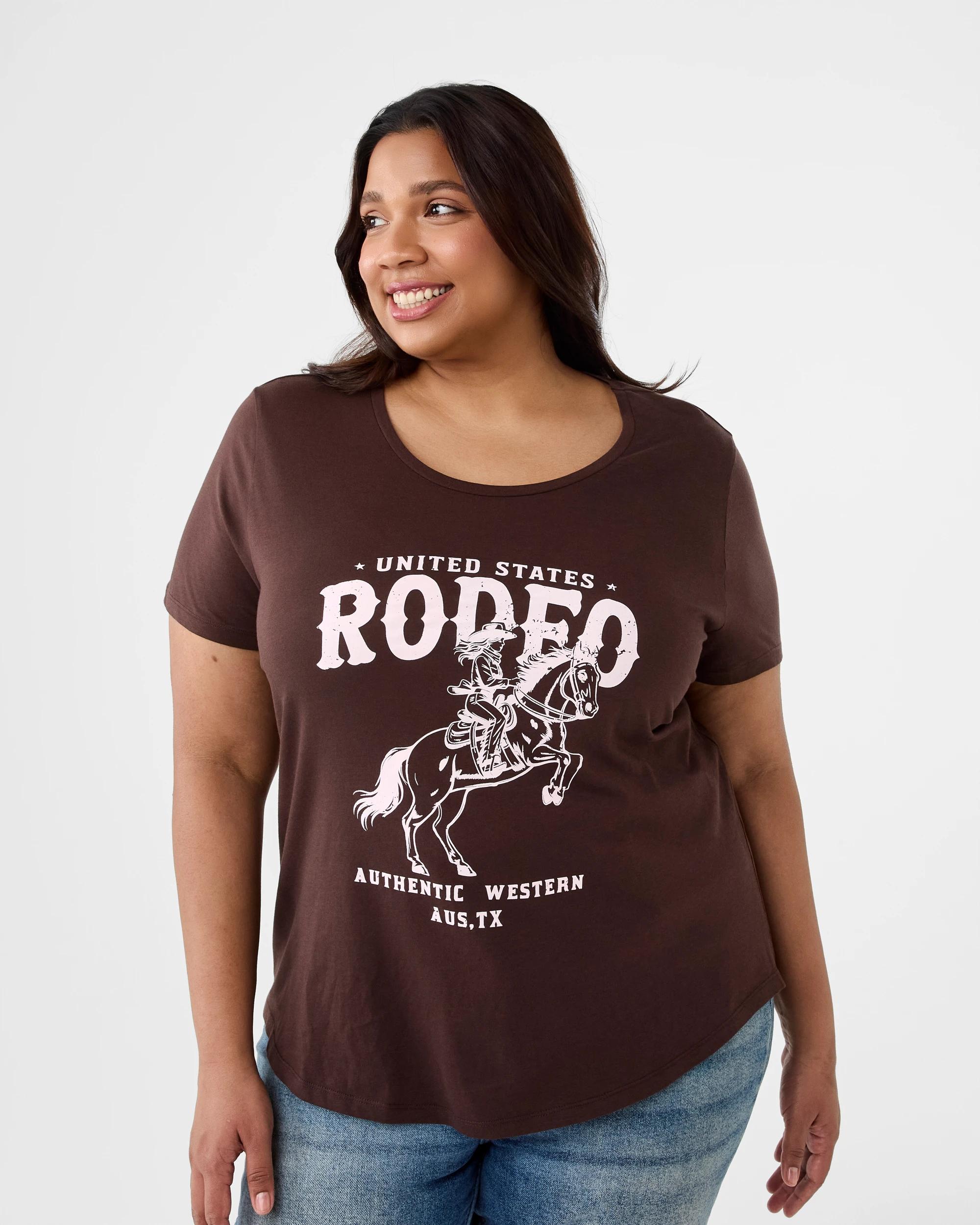 1 Curve Short Sleeve Basic Print T-shirt Rodeo, 1 of 6