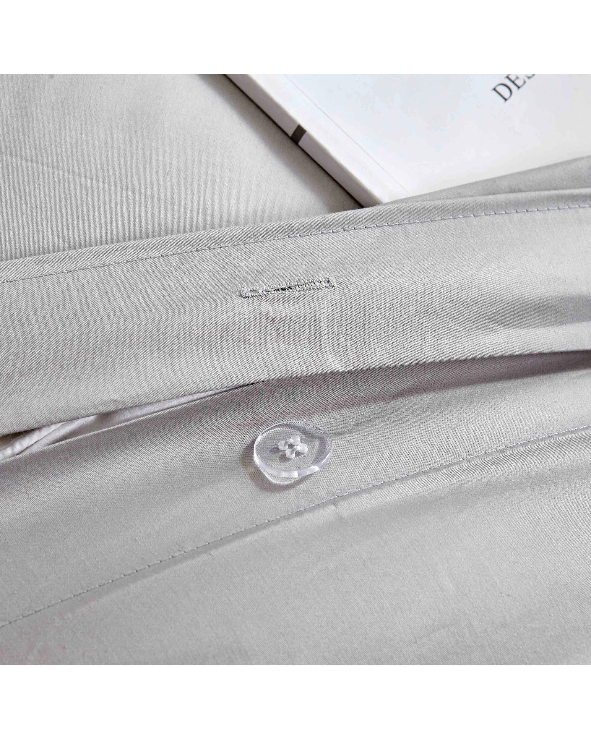 7 Cotton More 100% Cotton 650TC Quilt Cover Set King Plain - Grey, 7 of 7