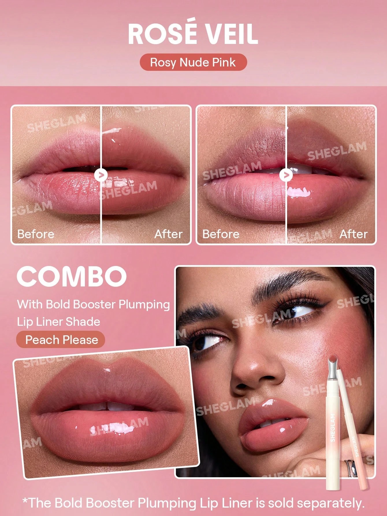 6 SHEGLAM Bold Booster Lip Plumper - Rose Veil, 6 of 9