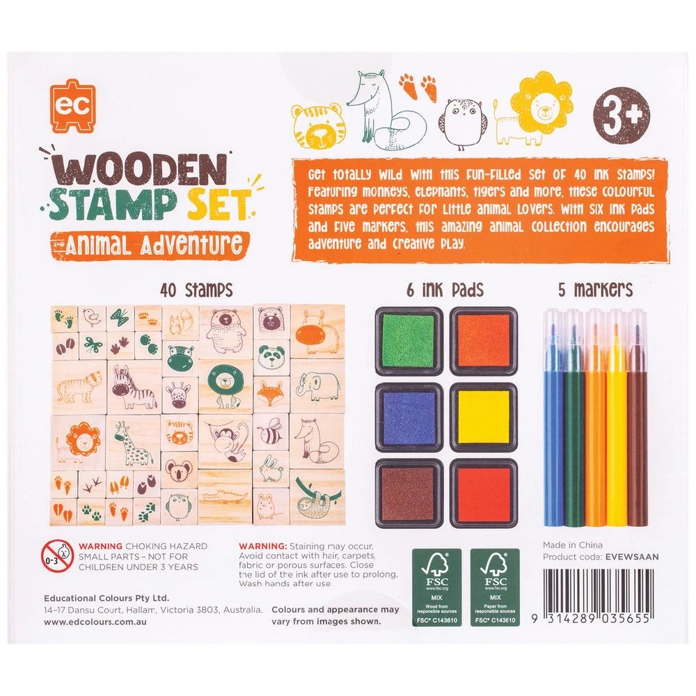 4 Wooden Stamp Set  51 Piece Animal Adventure, 4 of 4