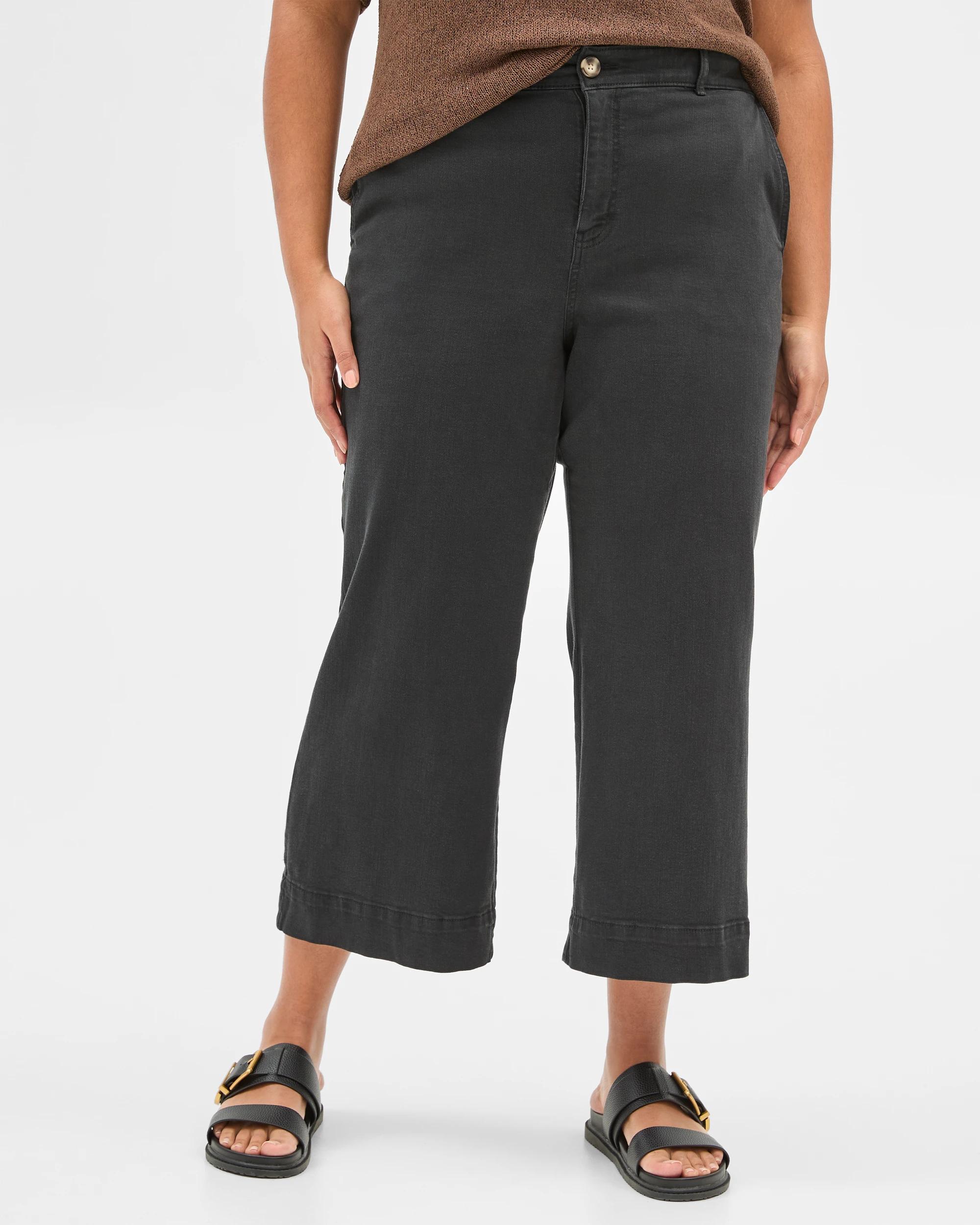 2 Target Plus Size Twill Stretch Wide Leg Pants BLACK, 2 of 6