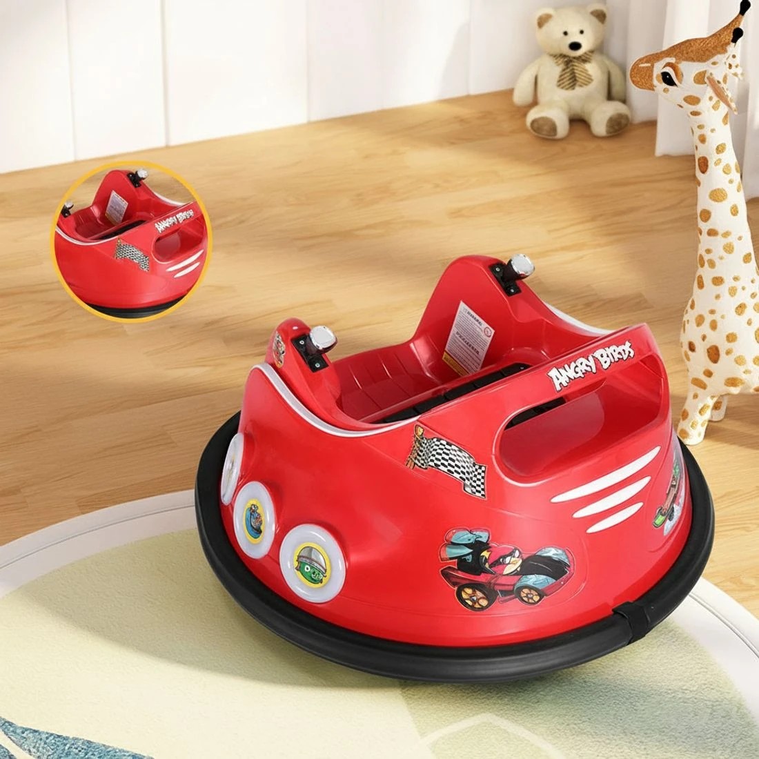 5 Kids Ride On Car Bumper Electric Toys Cars Light Remote Angry Birds Stickers - Red, 5 of 5