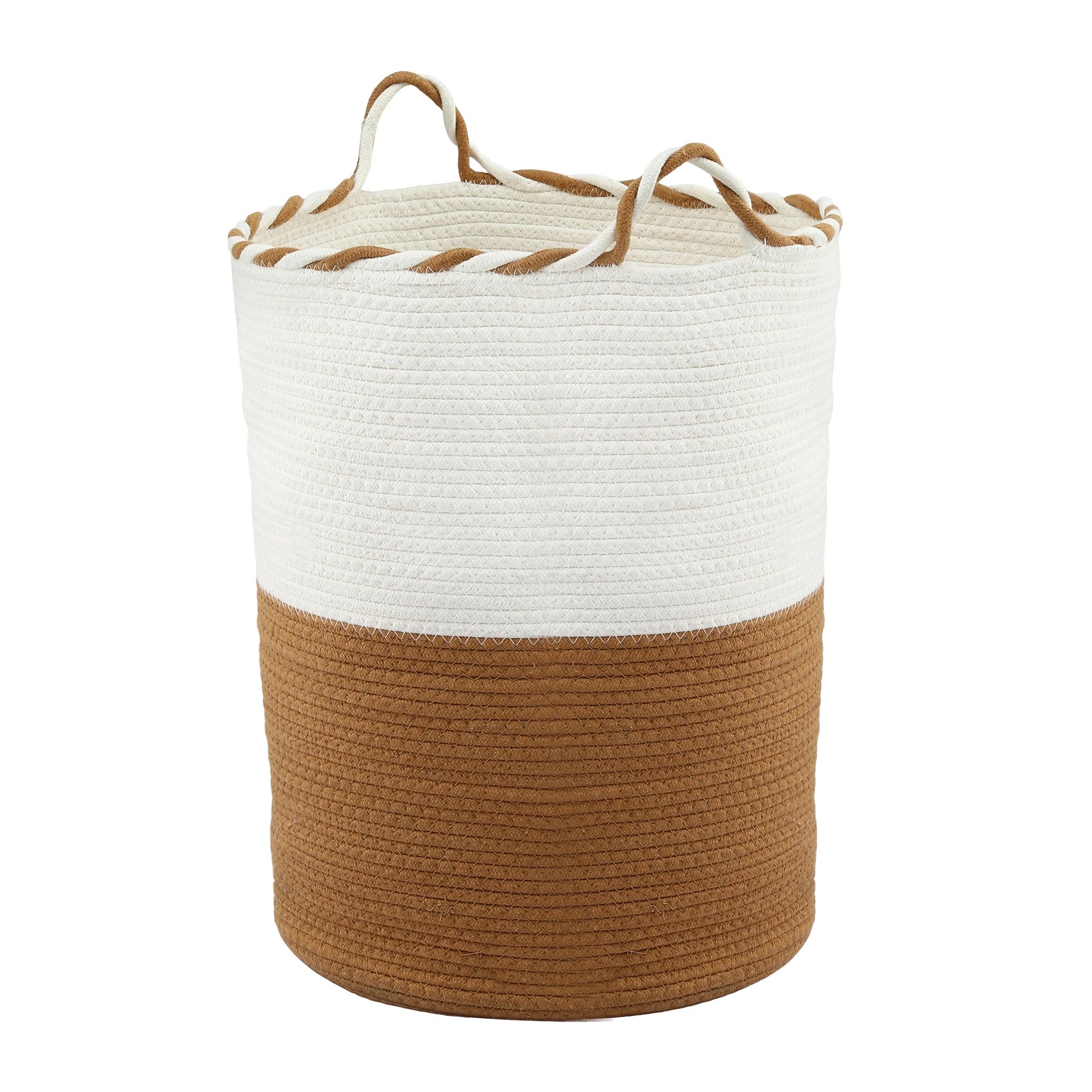 1 Artiss Woven Laundry Basket with handles Cotton Rope Storage Bin for Clothes Foldable - Brown, 1 of 9