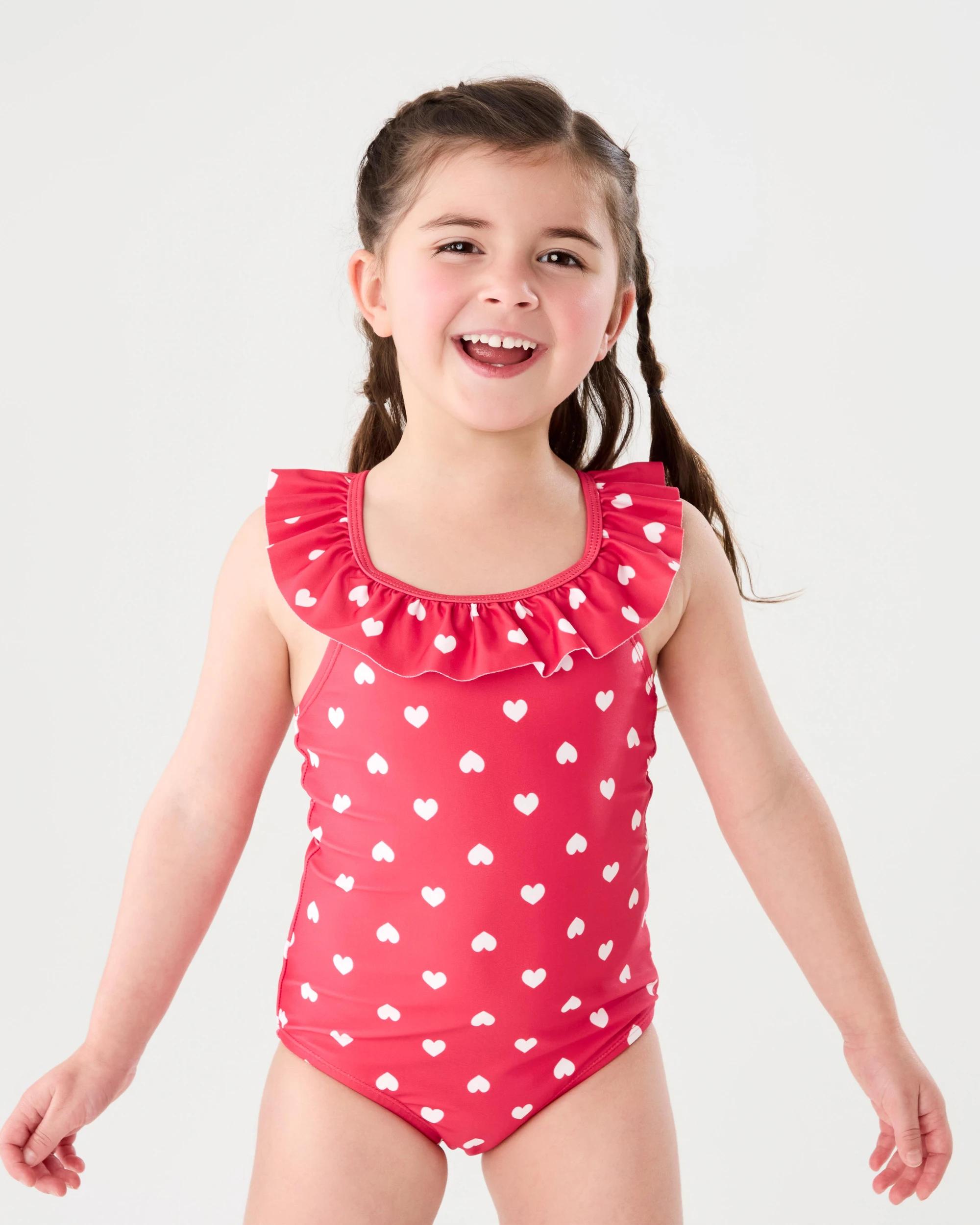 1 One Piece Swimsuit Red Hearts, 1 of 5