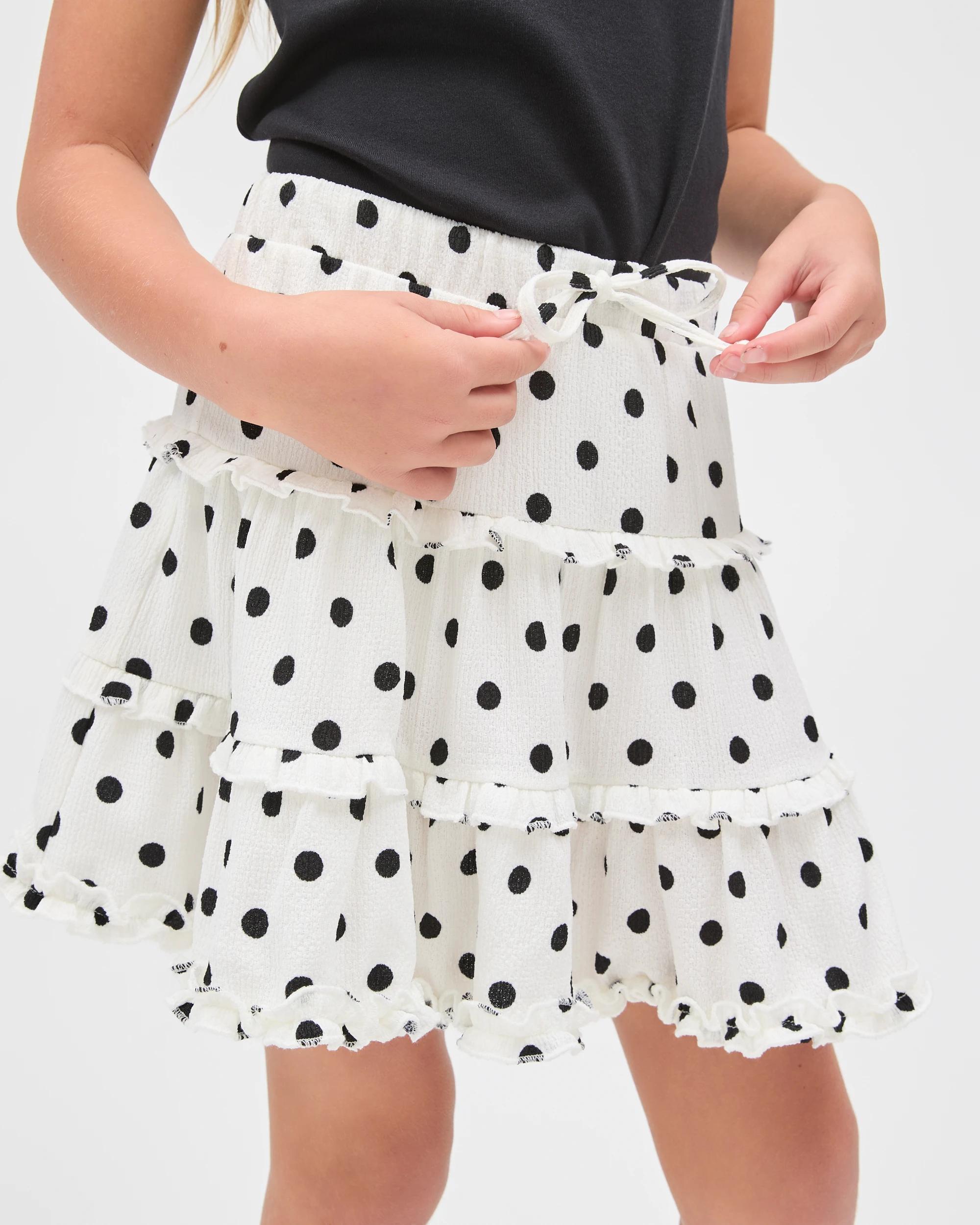 3 Target Kids A-Line Short Length Textured Knit Skort CREAM BLACK SPOT, 3 of 6