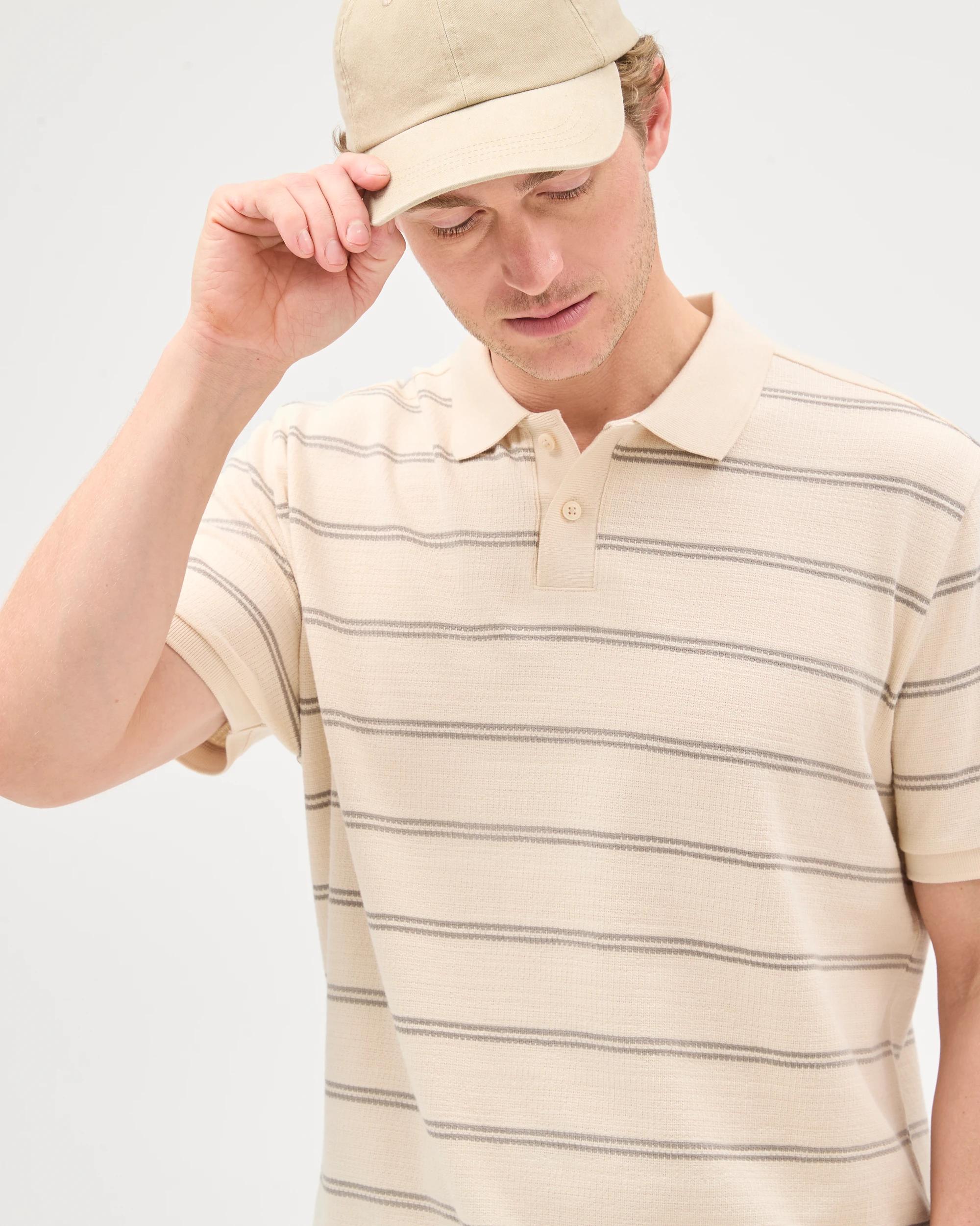 6 Target Man Australian Cotton Striped Polo Top BEIGE, 6 of 7