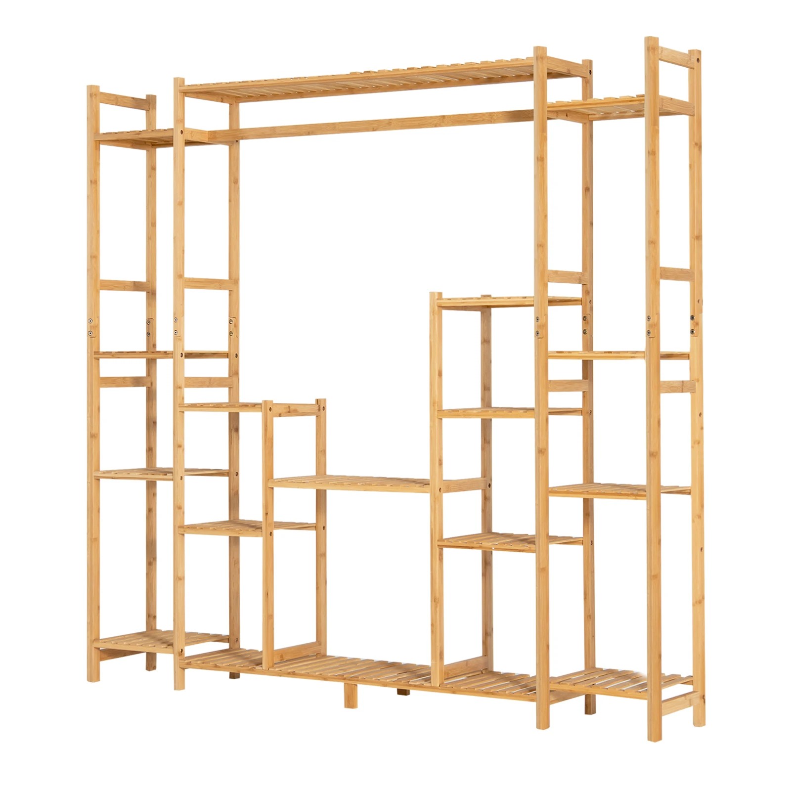 1 Costway 9-Tier Large Plant Shelf Bamboo Crisscross Storage Shelf for Flowers Toys Decor, 1 of 3