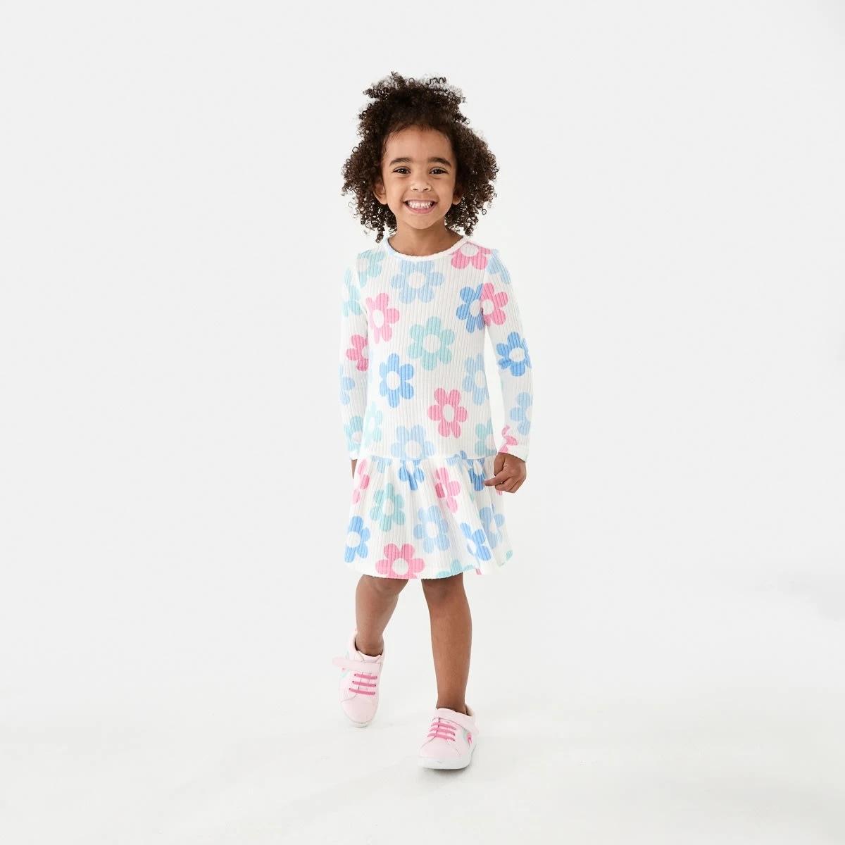 1 Long Sleeve Brushed Rib Dress Flower, 1 of 7