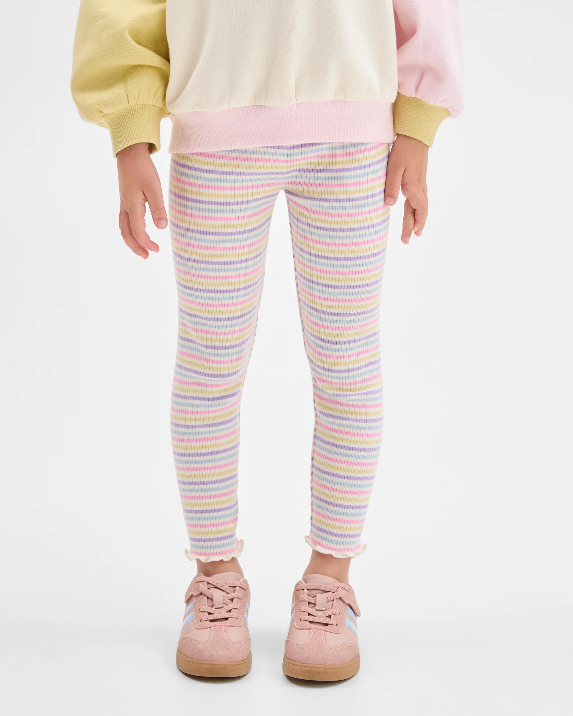 3 Target Kids Australian Cotton Rib Print Leggings RAINBOW STRIPE, 3 of 6