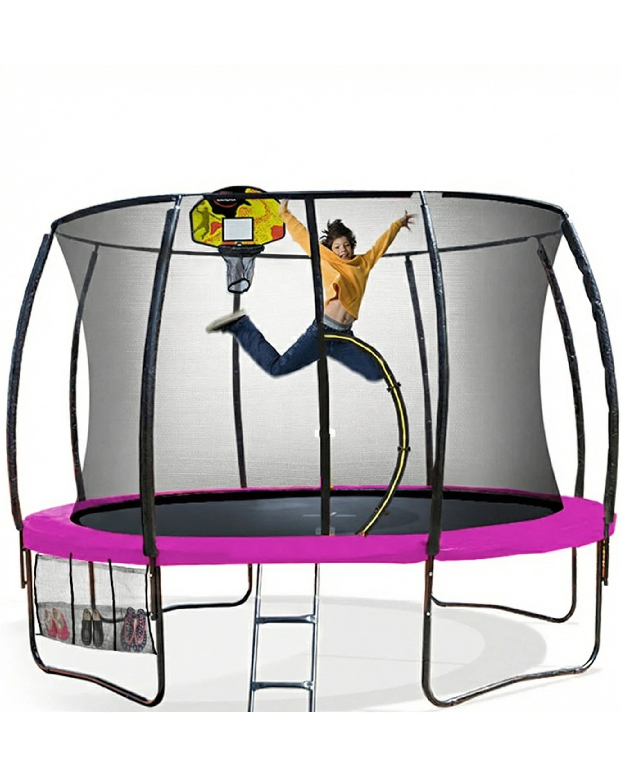 3 Kahuna 16 ft Trampoline Orange LED Basketball Set - Pink, 3 of 8