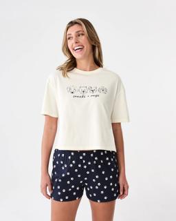 Cotton Print Knit T-shirt and Shorts Pyjama