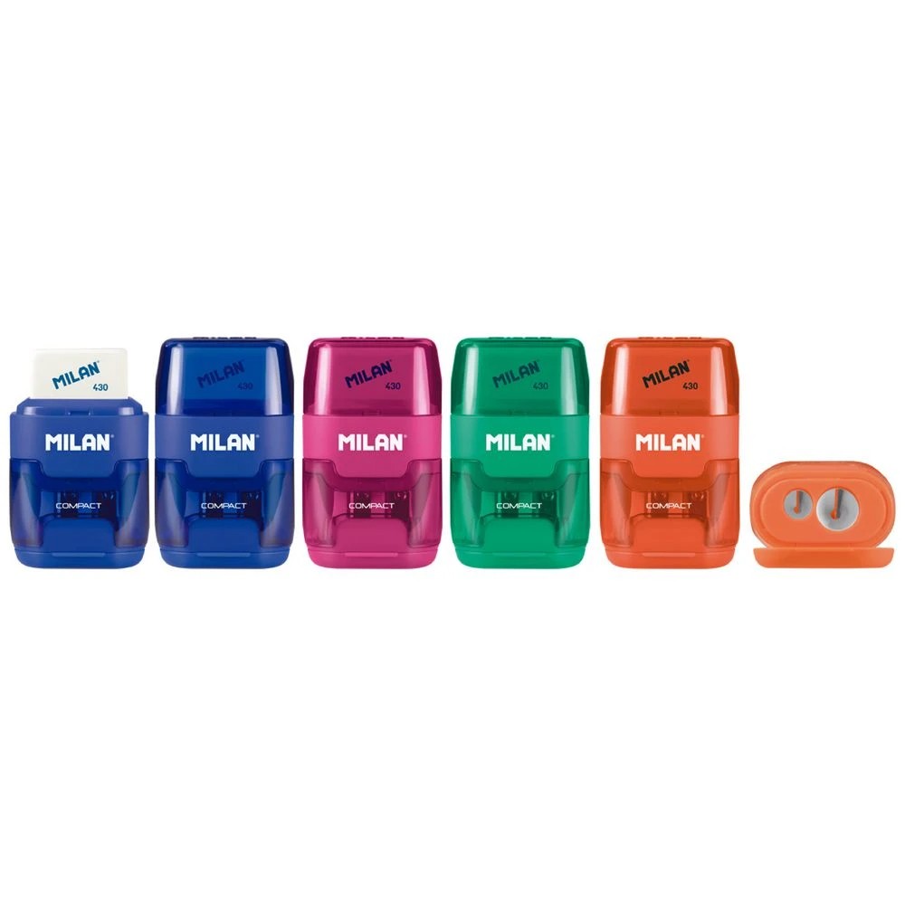 1 Milan Compact 2 Hole Sharpener Eraser Assorted, 1 of 3