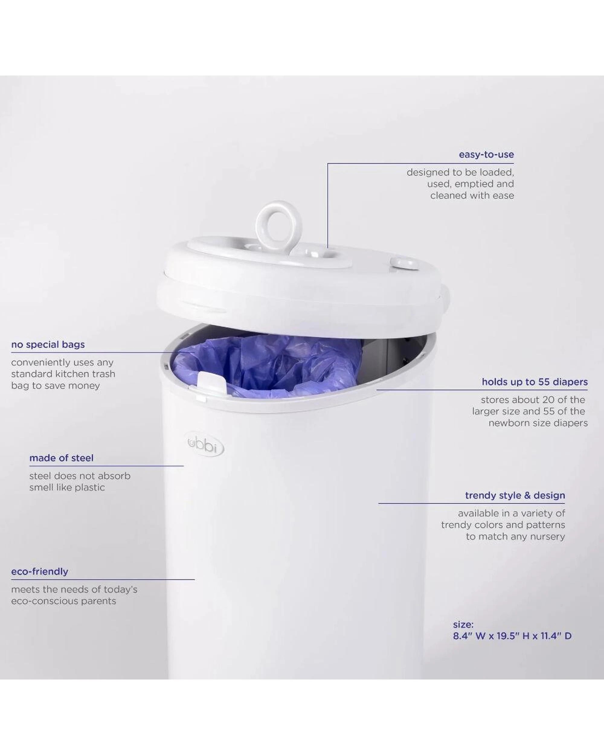 4 Ubbi Nappy Bin Diaper Pail  Matte Pink, 4 of 9