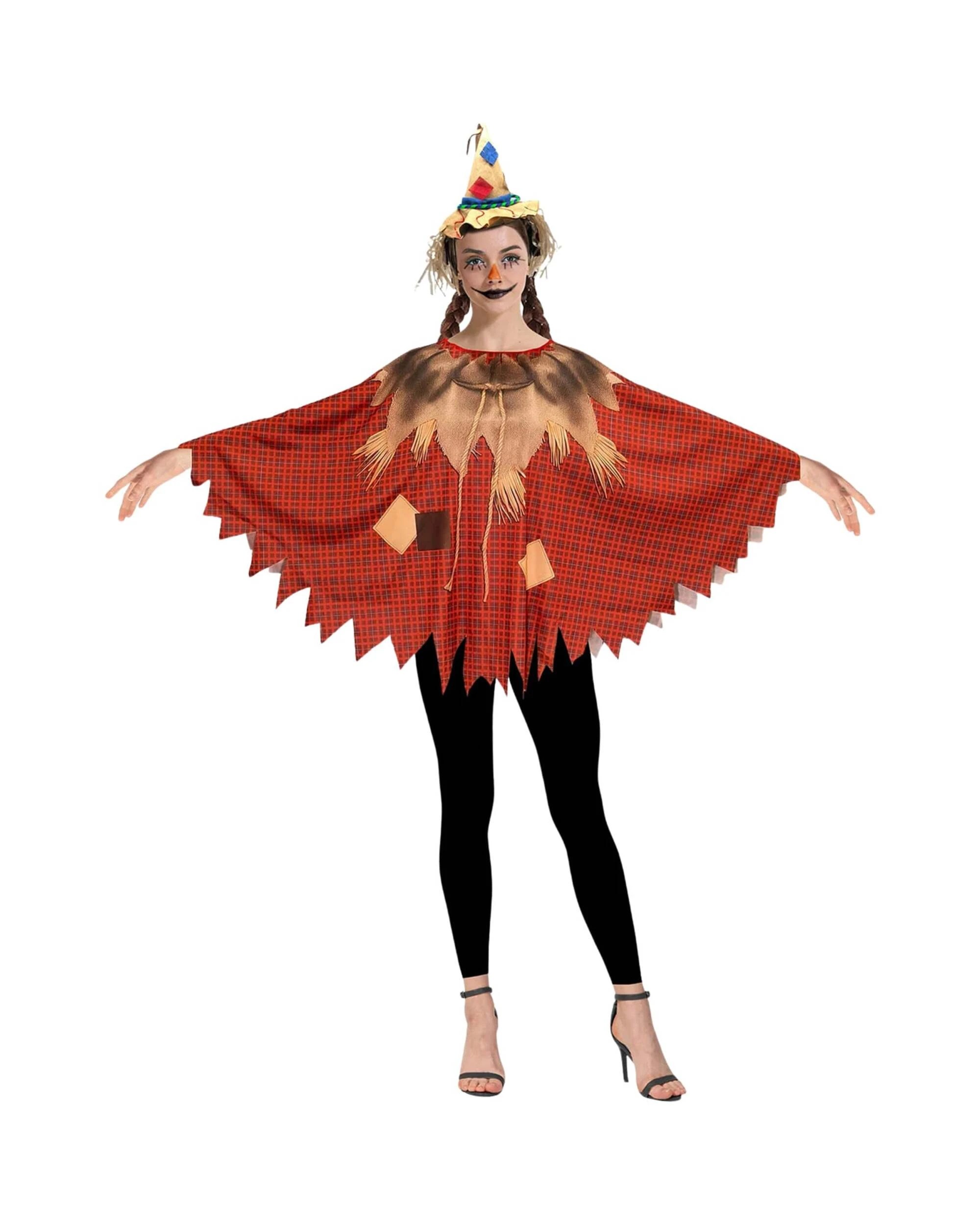 1 JD Party Adult Scarecrow Cape Poncho Costume - One Size - Brown, 1 of 3