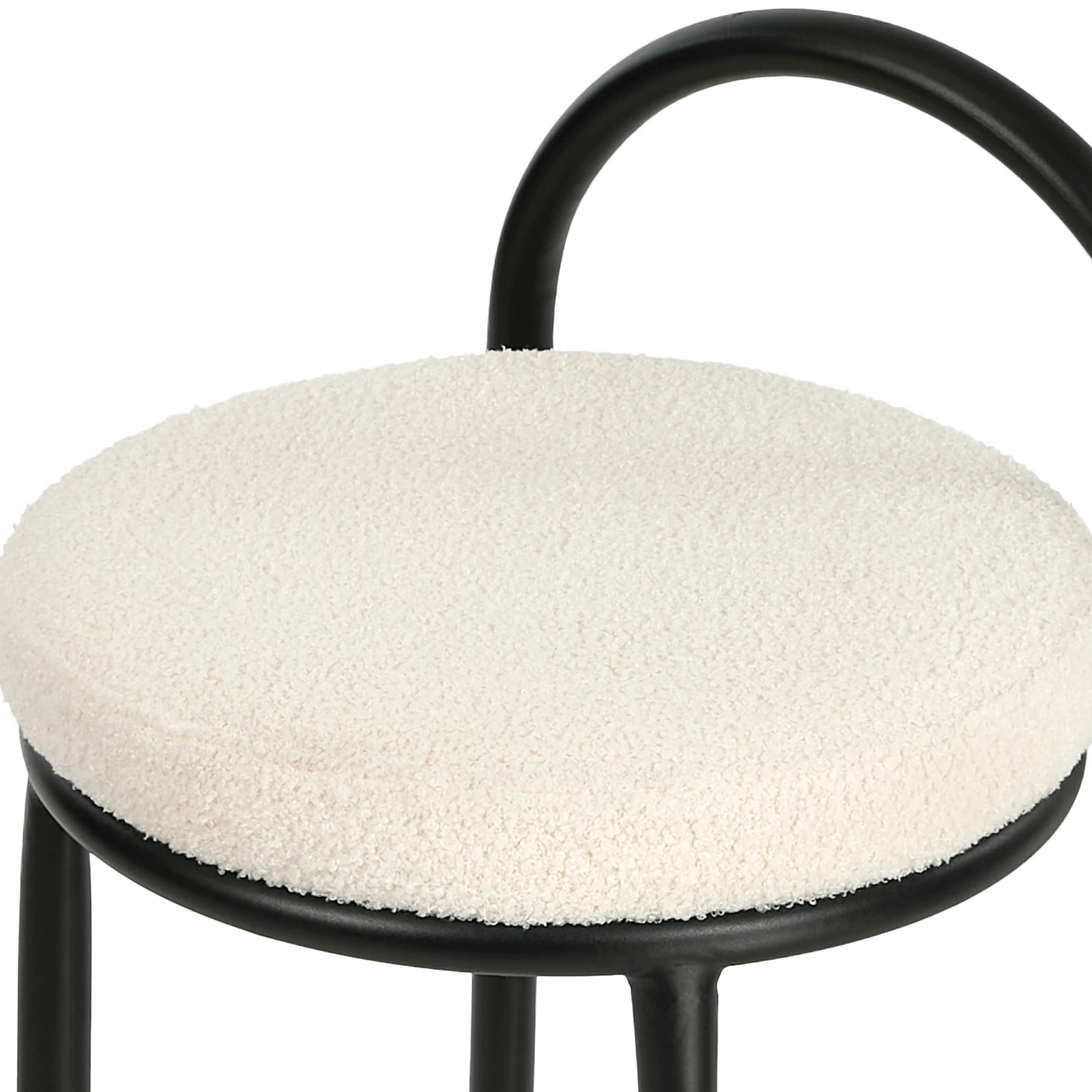 9 Oikiture 2x Bar Stools Dining Chairs Round Counter Seat Boucle - White, 9 of 9