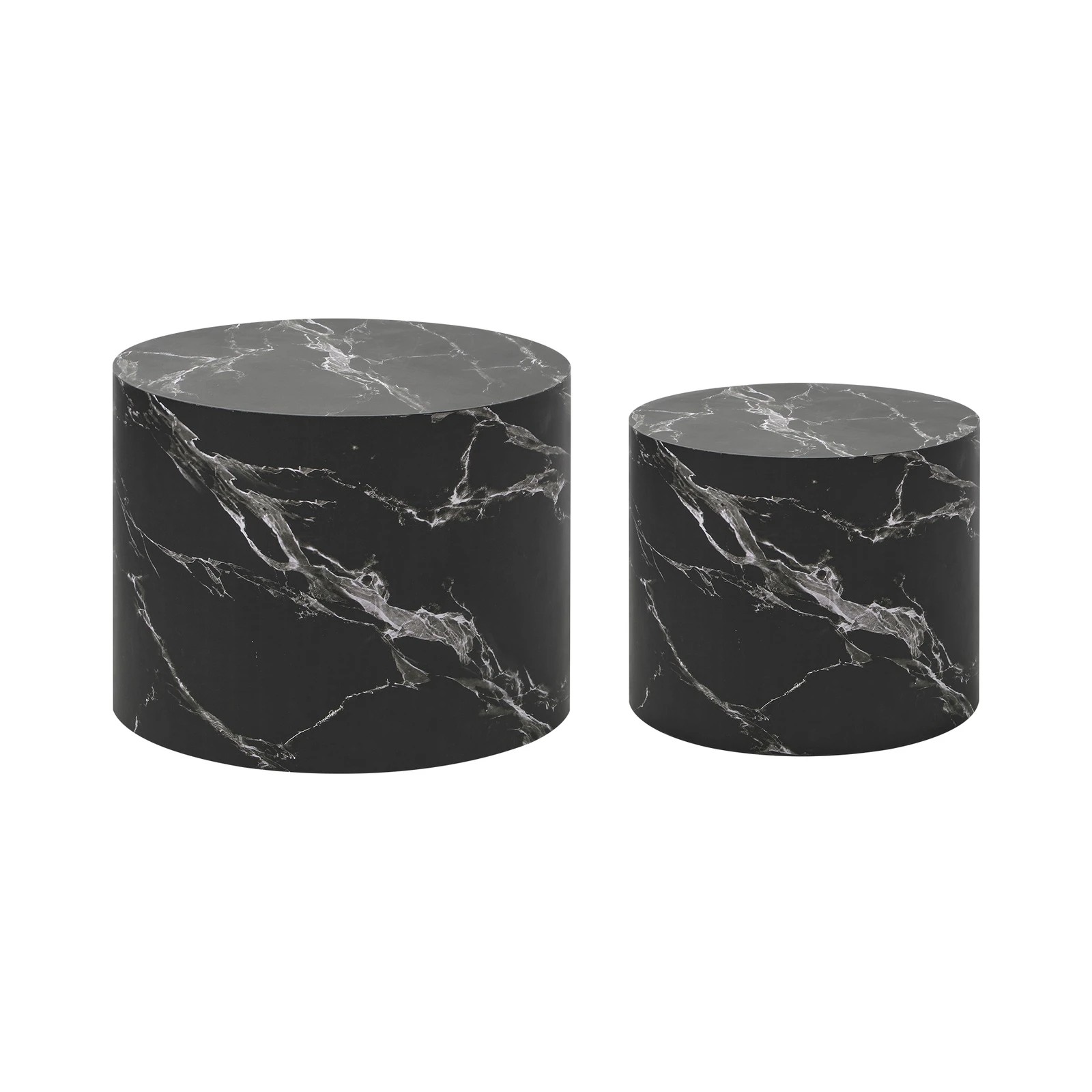 7 Oikiture Coffee Table Set Of 2 Round Side Tables Sofa Cafe Marble Effect
 - Black, 7 of 10